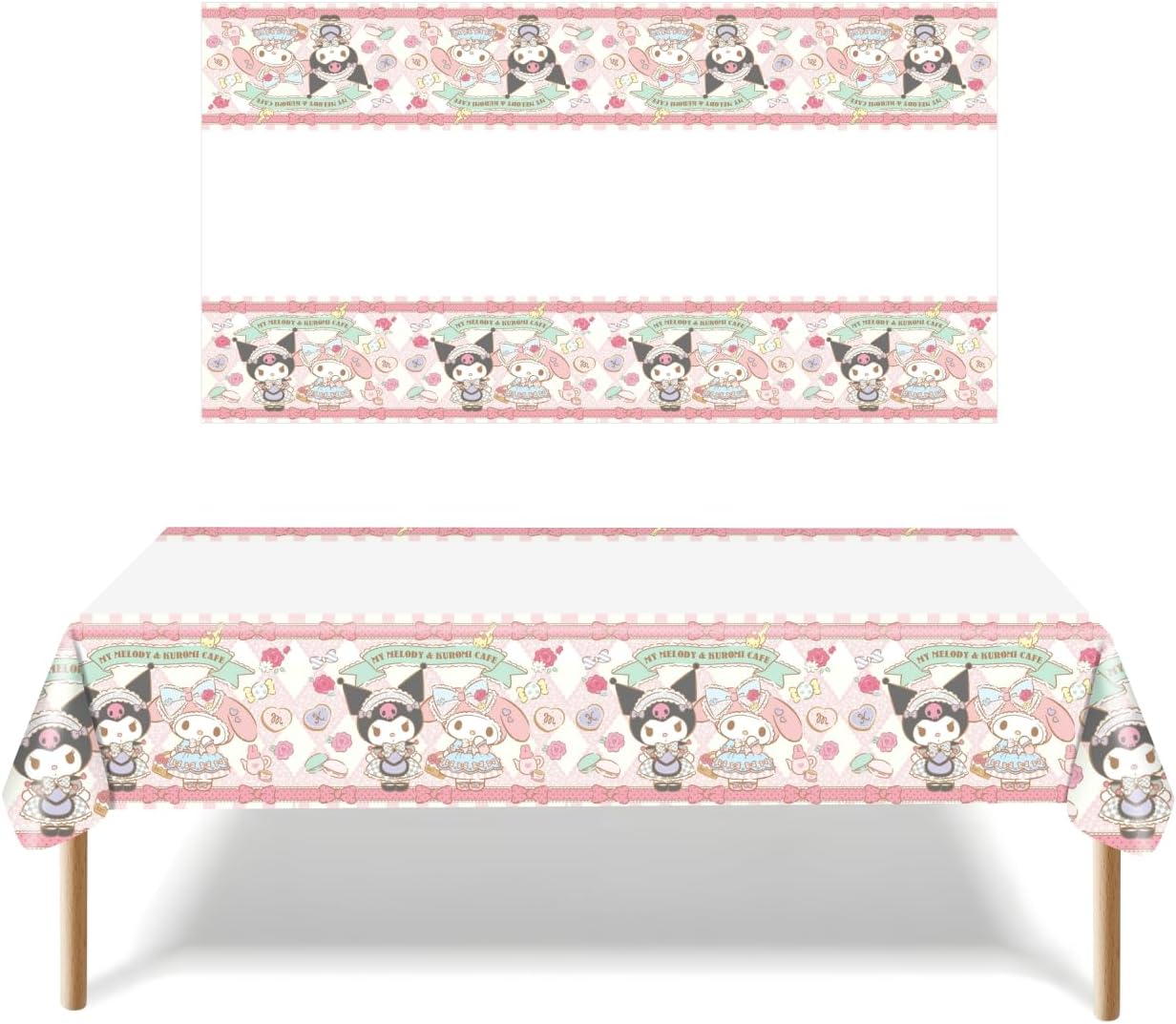 Meledy Birthday Party Supplies, Kawaii Cartoon Party Tableware with Happy Birthday Banner, Tablecloth, Disposable Paper Plates with Napkins for Fans Kids Party Decorations Serves 20 Guests - Image 3