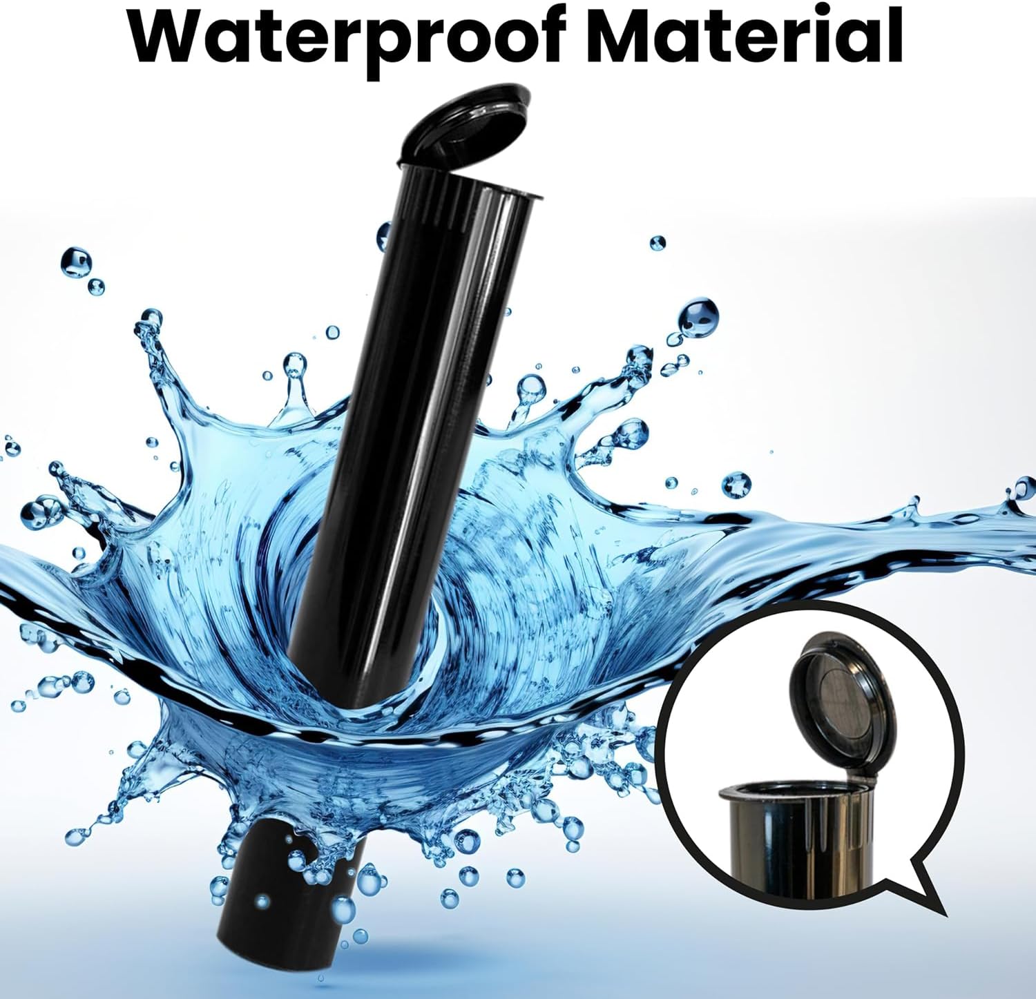 100 Pack 116mm Tubes Black King Size - Plastic Pop Top Tubes with Squeeze Cap - Airtight, Waterpoof and Child Proof Container (100 Count) (Black 116mm 100Pack)