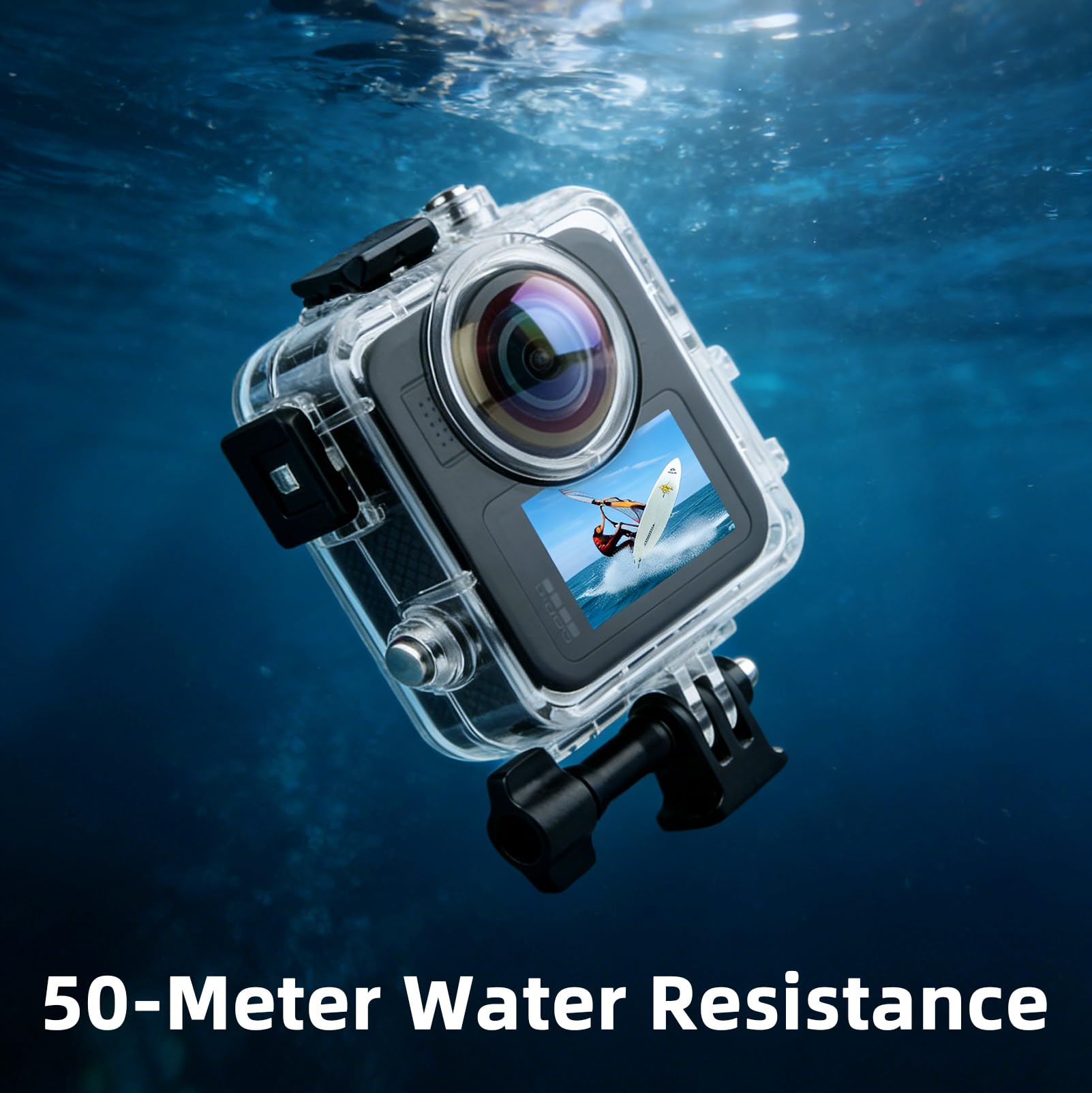 Custodia Impermeabile 50M per GoPro MAX 2, Custodia Subacquea con Tripla Tenuta Stagna, Lente Alta Trasparenza per Nuoto, Immersioni, Surf