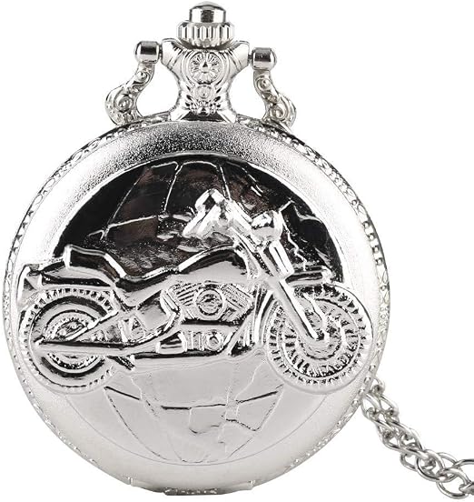 ZWG Orologio da tasca vintage moto modello 3D orologio da tasca collo  wrestling catena orologio divertente genere argento regali retrò punk :  Amazon.it: Orologi