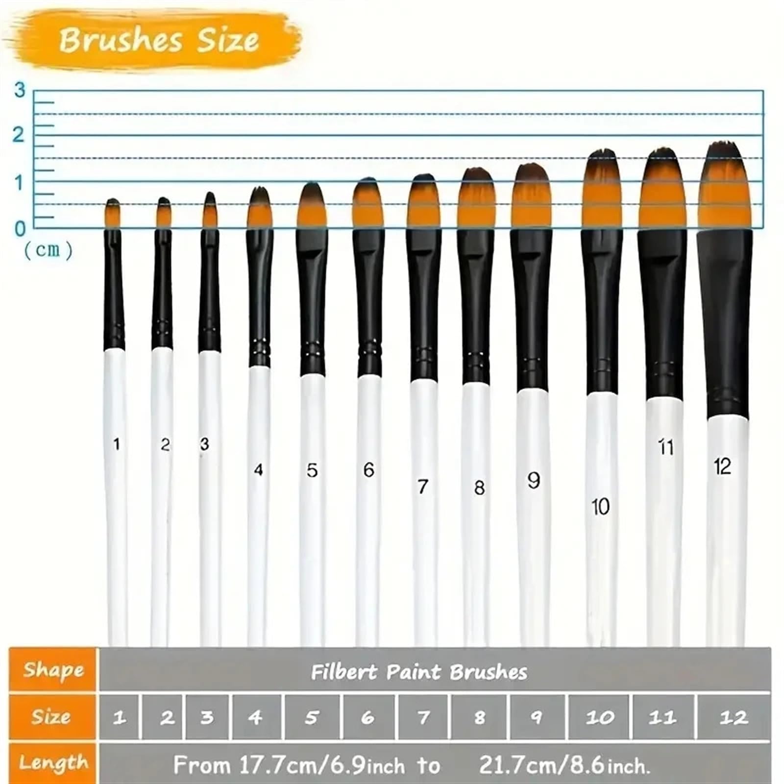 Malpinsel, 12-teiliges Aquarellstift-Set mit Nylonhaar, Holzgriff, zum Lernen, DIY, Öl-, Acrylmalerei, Kunstpinsel, Malpinsel, eine Farbe, 1 Farbstil 3