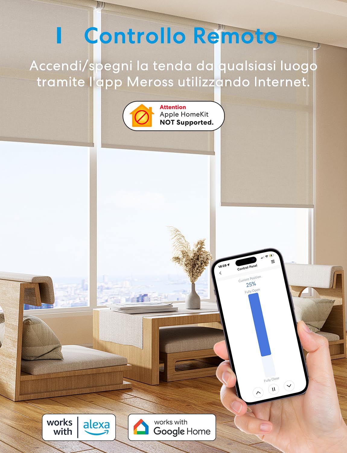 meross 2 Pcs Interruttore per tapparelle con Controllo percentuale (è necessario un filo neutro), Timer Switch per Persiane e Tende compatibile con Alexa, Google Home e SmartThings, Telecomando