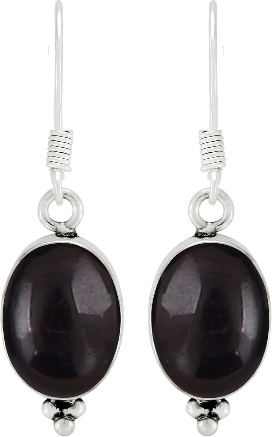 Natural Gemstone Dangle Earrings for Women - 925 Sterling Silver Plated Oval Shape Handmade Earrings - Lightweight Birthstone Fashion Jewelry - Perfect for Wedding & Special Occasions