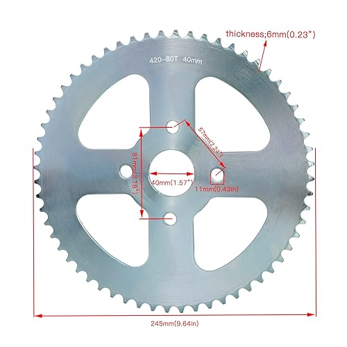 Miniatura 3 de YOXUFA Piñón de transmisión trasera de 40 41 420 cadena 60T dientes para Coleman CT200U BT200X CT200U-EX Baja Warrior Heat Massimo MB165 MB200 196cc