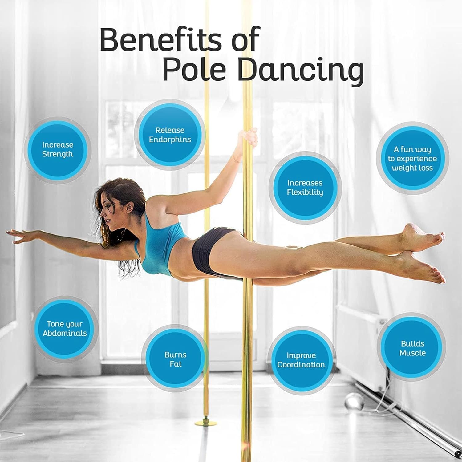 Premium Dance Pole Removable Spinning Static Dancing HeavyDuty Steel Pole Adjustable Height，Dancing Pole,Fixed Dance Pole for Home, Portable & Removable Stripper Fitness Pole, Adjustable HEI
