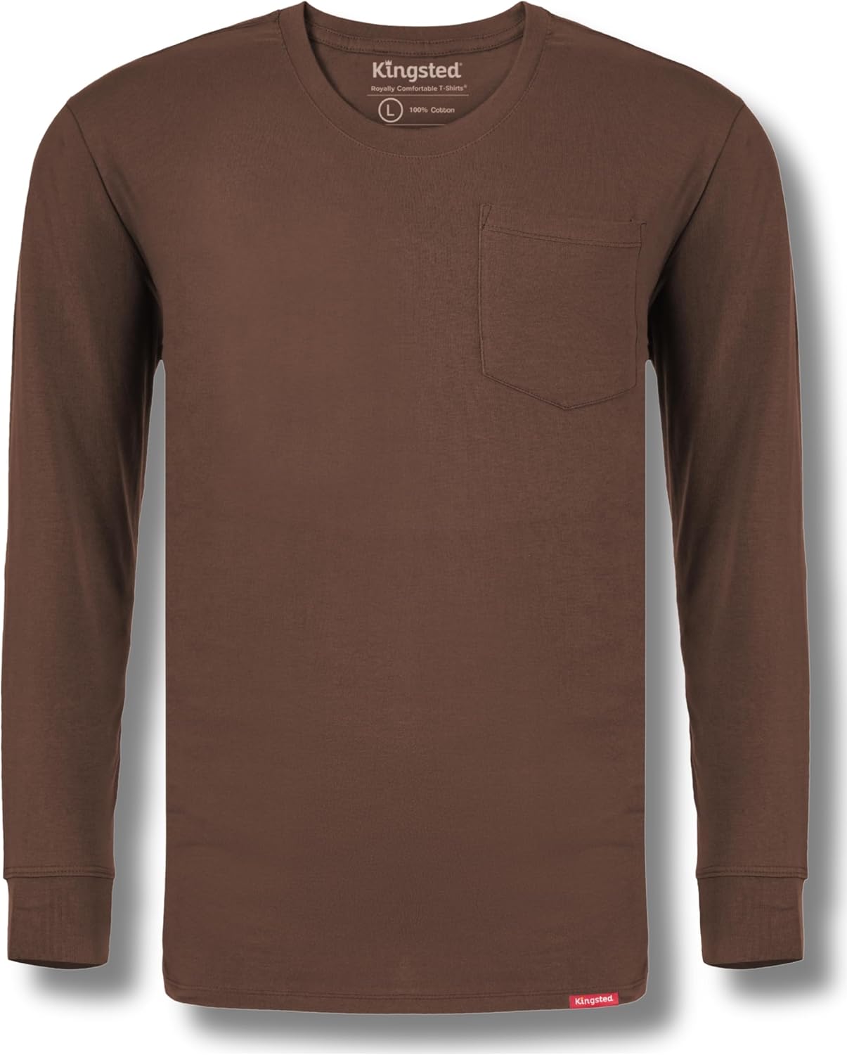 Kingsted Long Sleeve Pocket T-Shirts for Men - Super Soft 100% Midweight Cotton - Well-Crafted Classic Comfort Fit