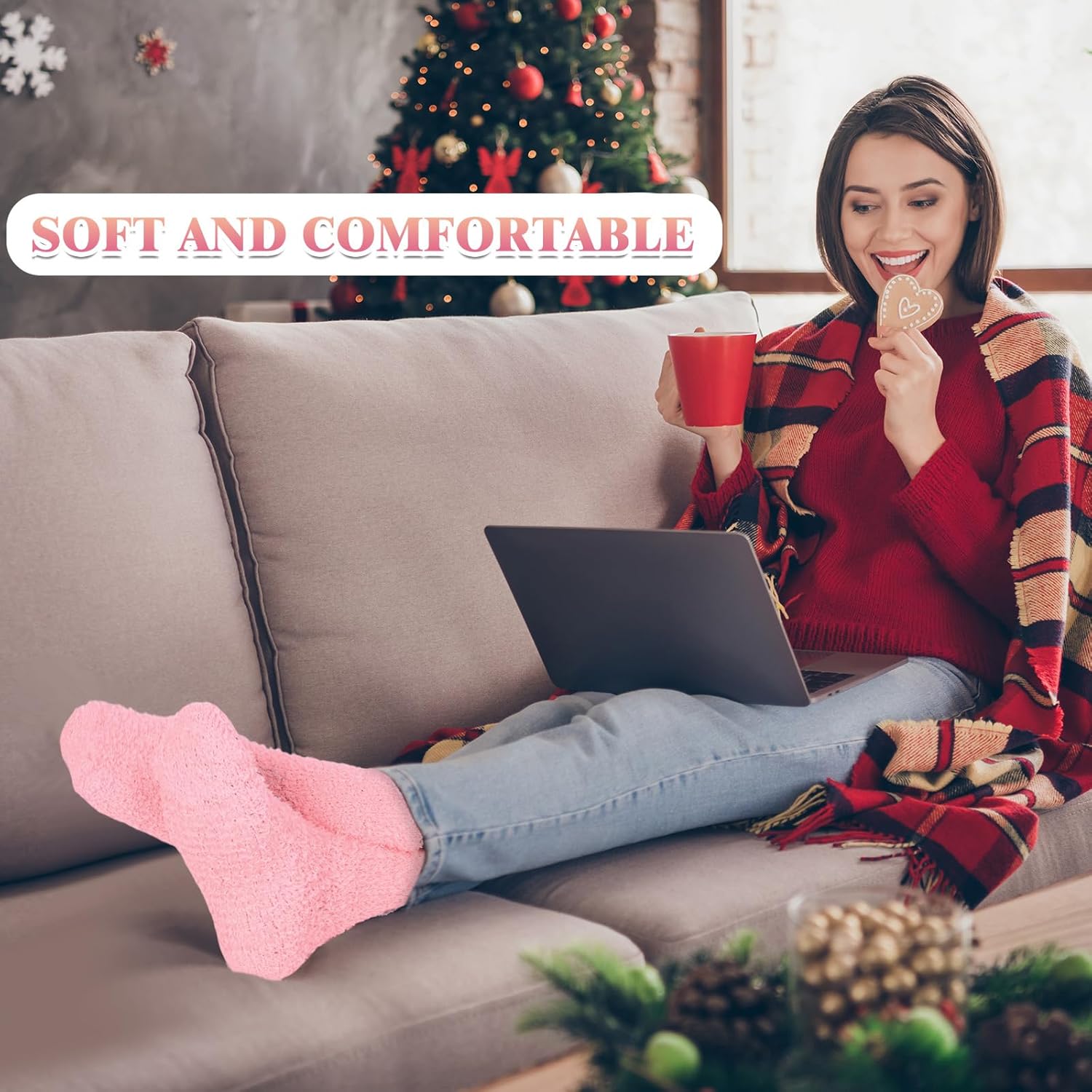 Mepase 24 Pairs Winter Fuzzy Women's Socks - No Slip, Warm, Soft, Grips, Sleep, Fluffy Socks - Image 6