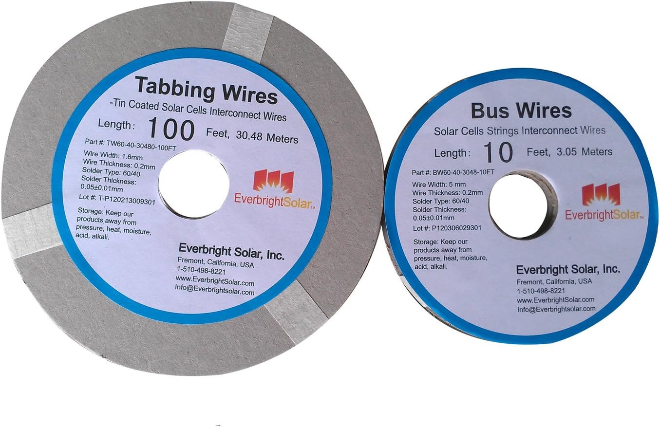 100ft Tabbing Wire+ 10ft Bus Wire Pre-coated with Tin for DIY Solar Cells Panel