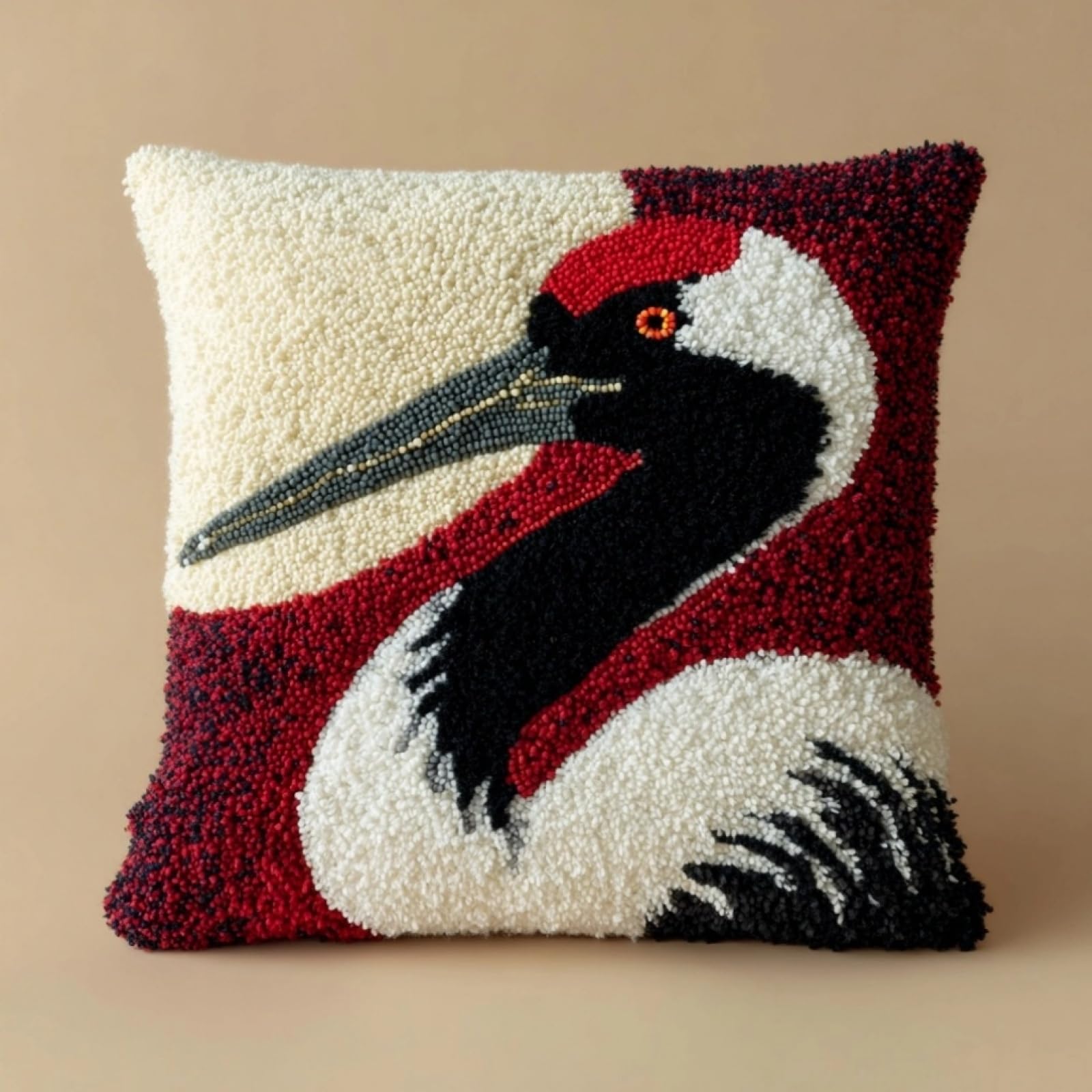 AxiangziK Latch Hook Cushion Kit for Beginners,Red-Crowned Crane