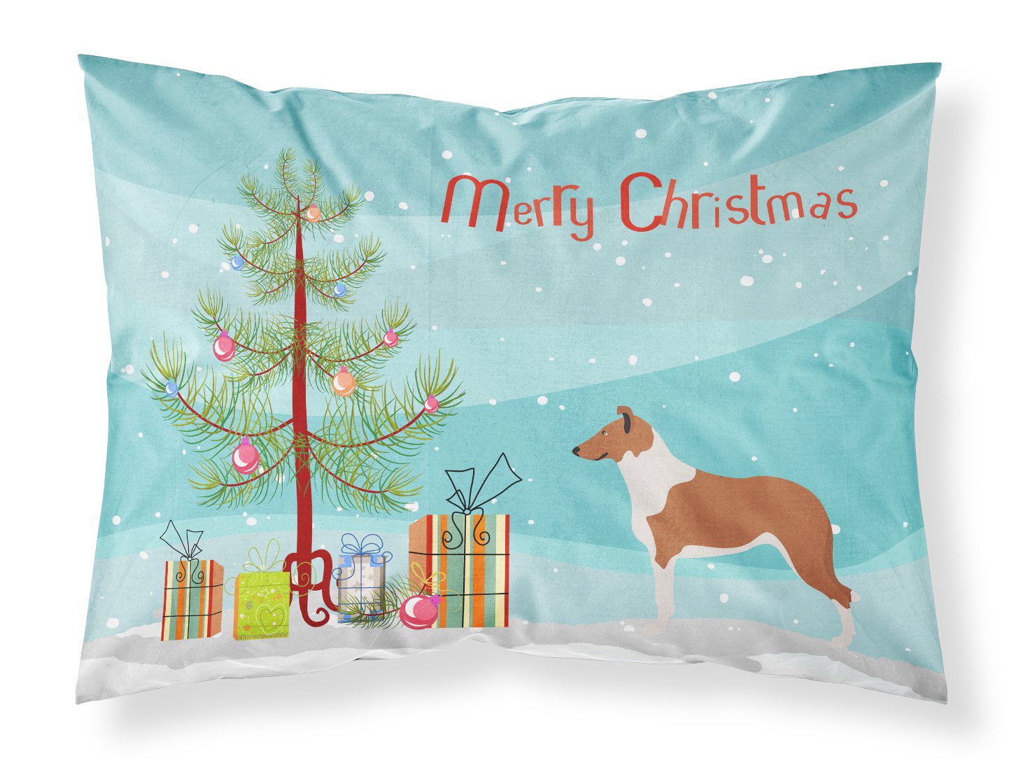 Taie d'oreiller de Noël Lisse Collie multicolore pour lit standard