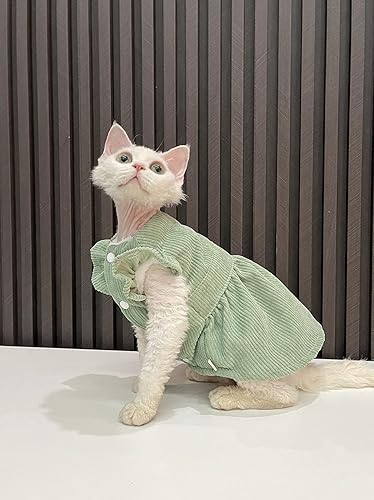 Miniatura 3 de Sphynx - Chaleco de pana con botones a presión para gatos, abrigo grueso para otoño e invierno, suave, lindo vestido de gatito, ropa para mascotas