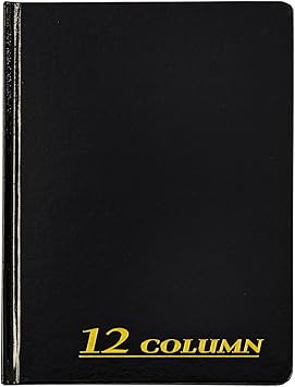 Adams Account Book, 7 x 9.25 Inches, Black, 12-Columns, 80 Pages (ARB8012M)