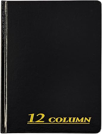 Adams Account Book, 7 x 9.25 Inches, Black, 12-Columns, 80 Pages (ARB8012M)