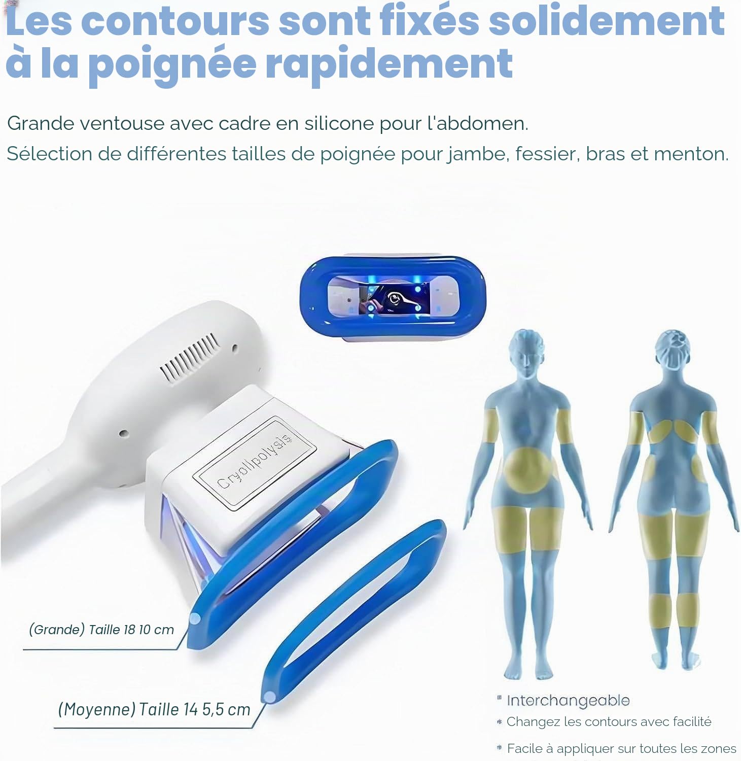 Appareil de cryolipolyse pour l'élimination des Graisses par Le Froid, avec 3 poignées, Appareil de beauté et d'amincissement.