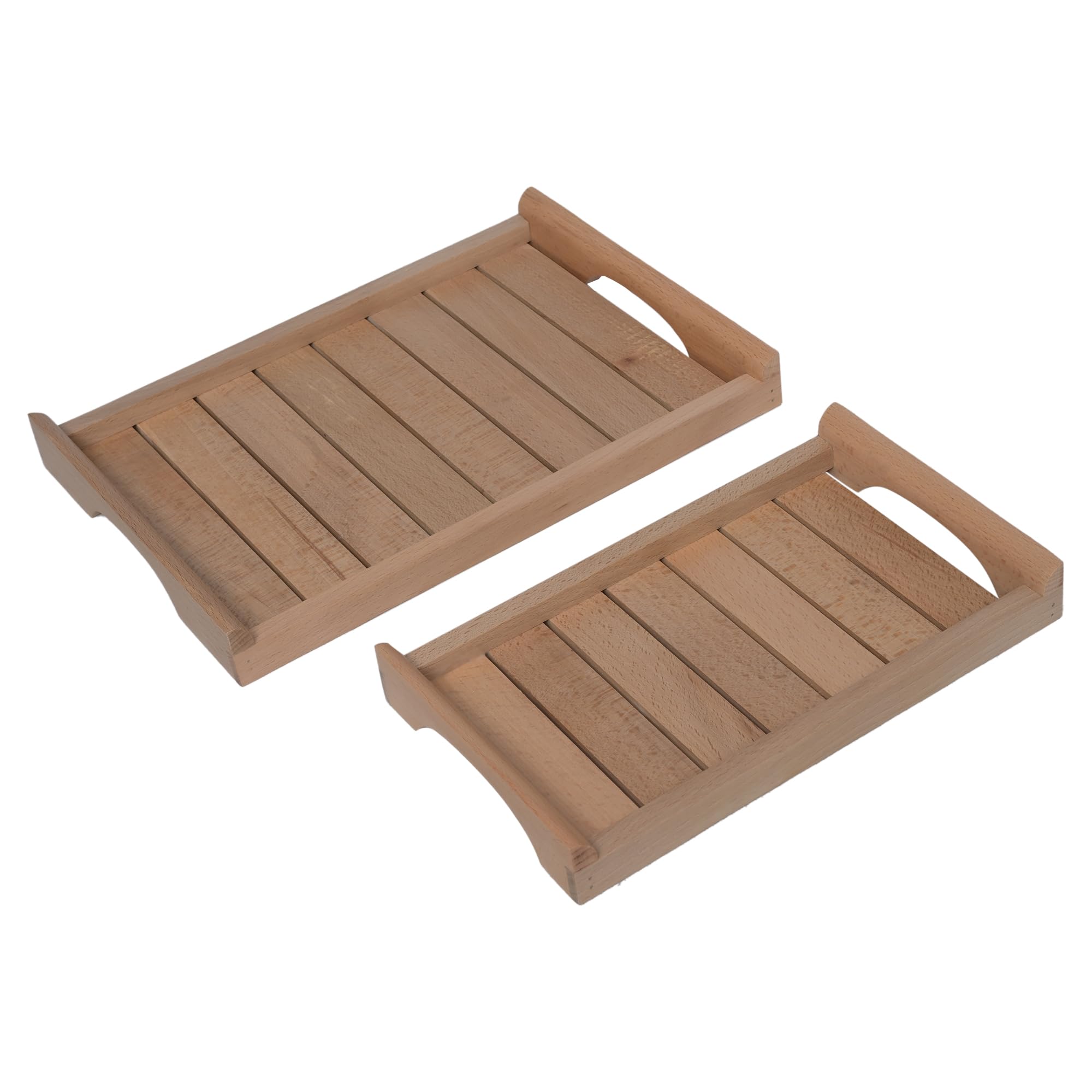 ITOS365 Wooden Handmade Serving Tray Set of 2, for Tea, Coffee, Snacks Kitchen and Dining Table Home Decor