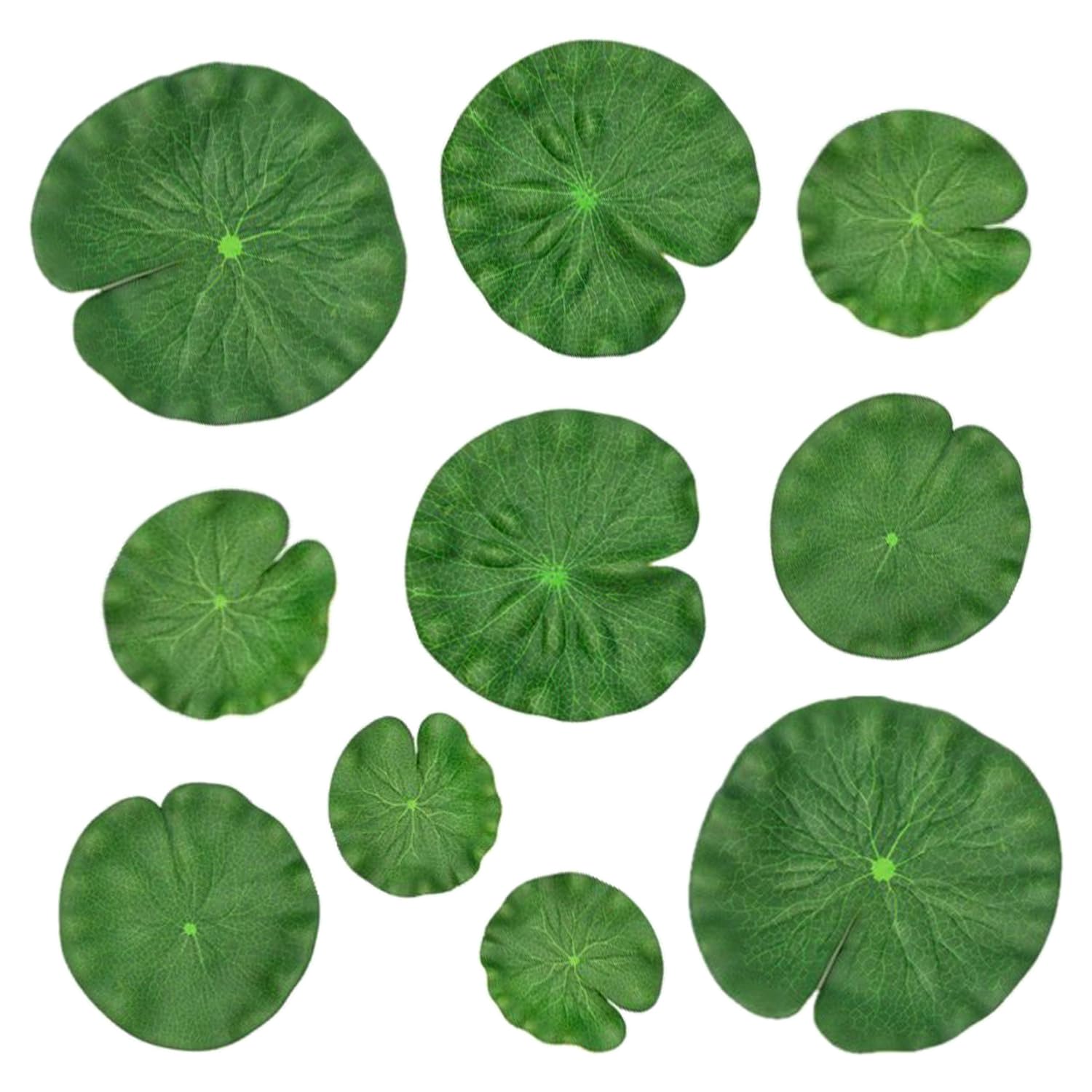 10 Pezzi Foglie di Loto Artificiali, Ornamenti Galleggianti in Plastica per Laghetti di 5 Dimensioni, per la Decorazione del Paesaggio del Giardino di Casa, Laghetti per Pesci, Acquari, Piscine