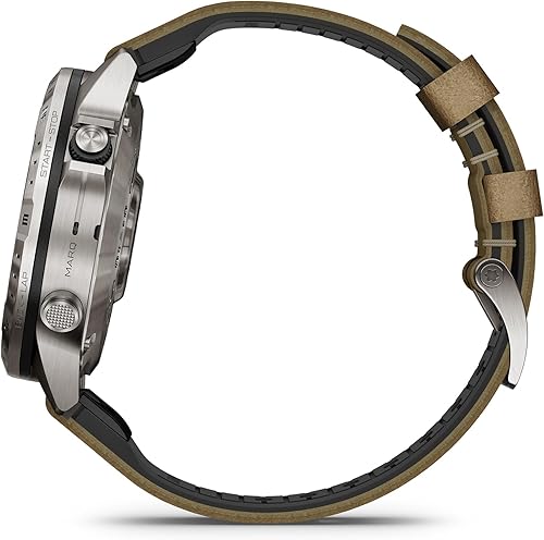 Miniatura 2 de Garmin MARQ Adventurer (Gen 2) Reloj inteligente, funda de titanio, lente de zafiro, pantalla AMOLED, navegación al aire libre, correa de cuero/FKM