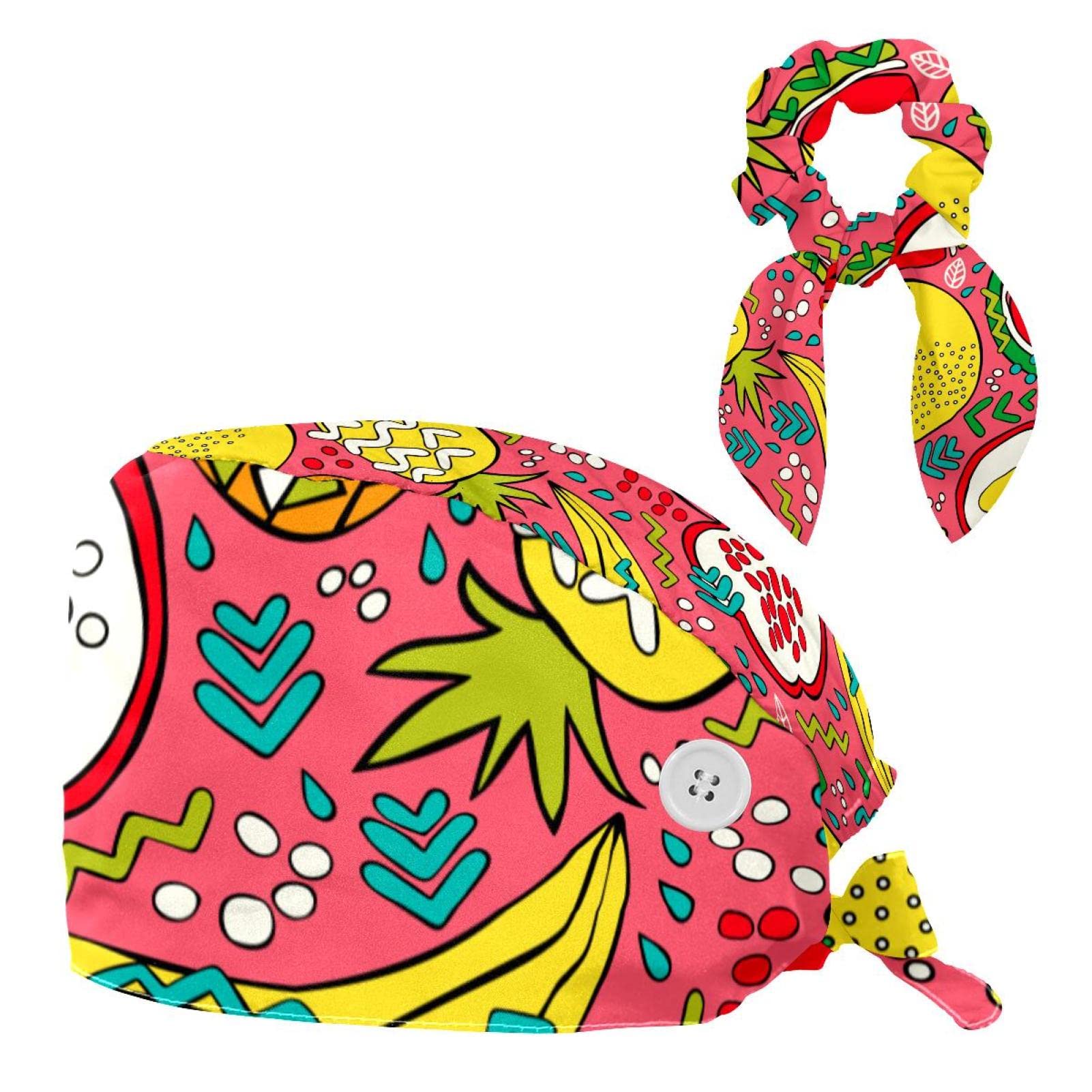 Bouffant Caps with Hair Tie Working Cap with Sweatband Tie Back Hats Nurse Hat Cute Christmas Snowman Dancing Pattern