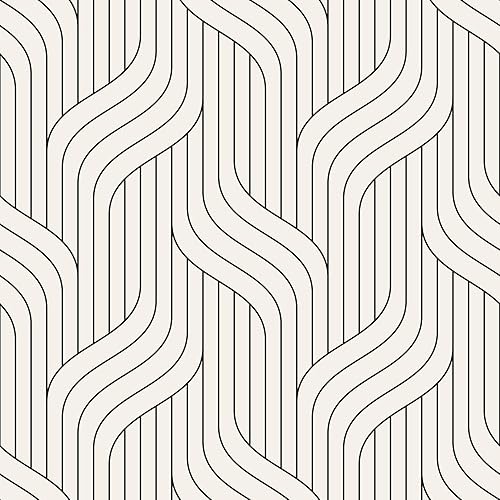 Papel de contacto blanco y negro, moderno, a rayas, extraíble, geométrico, para despegar y pegar, papel tapiz autoadhesivo de 17.5 x 160 pulgadas,