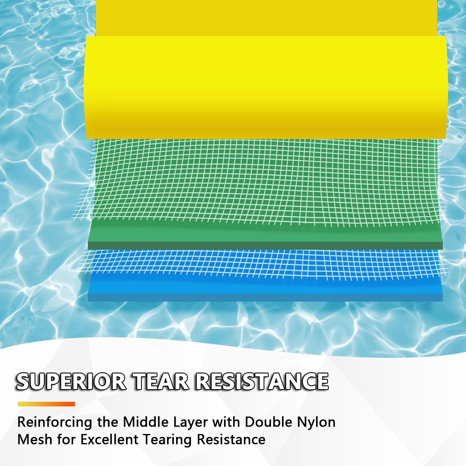 Tapis d'eau flottant pour lacs et piscines - Flotteur de piscine en mousse résistant aux déchirures - Taille XL - Pour s'amuser en famille à la plage, dans l'océan et en bateau