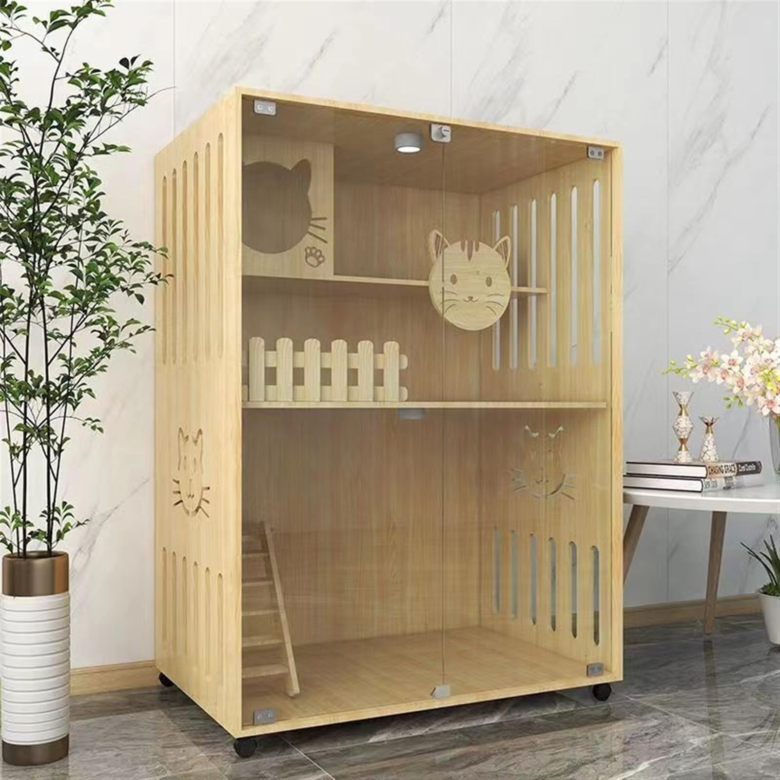 Casa del gatto Villa for gatti Gabbia for gatti in legno for uso domestico Letto a castello for gatti Nido for gatti Casa for gatti di lusso for interni a due piani Gabinetto for gatti multi-gatto Gab