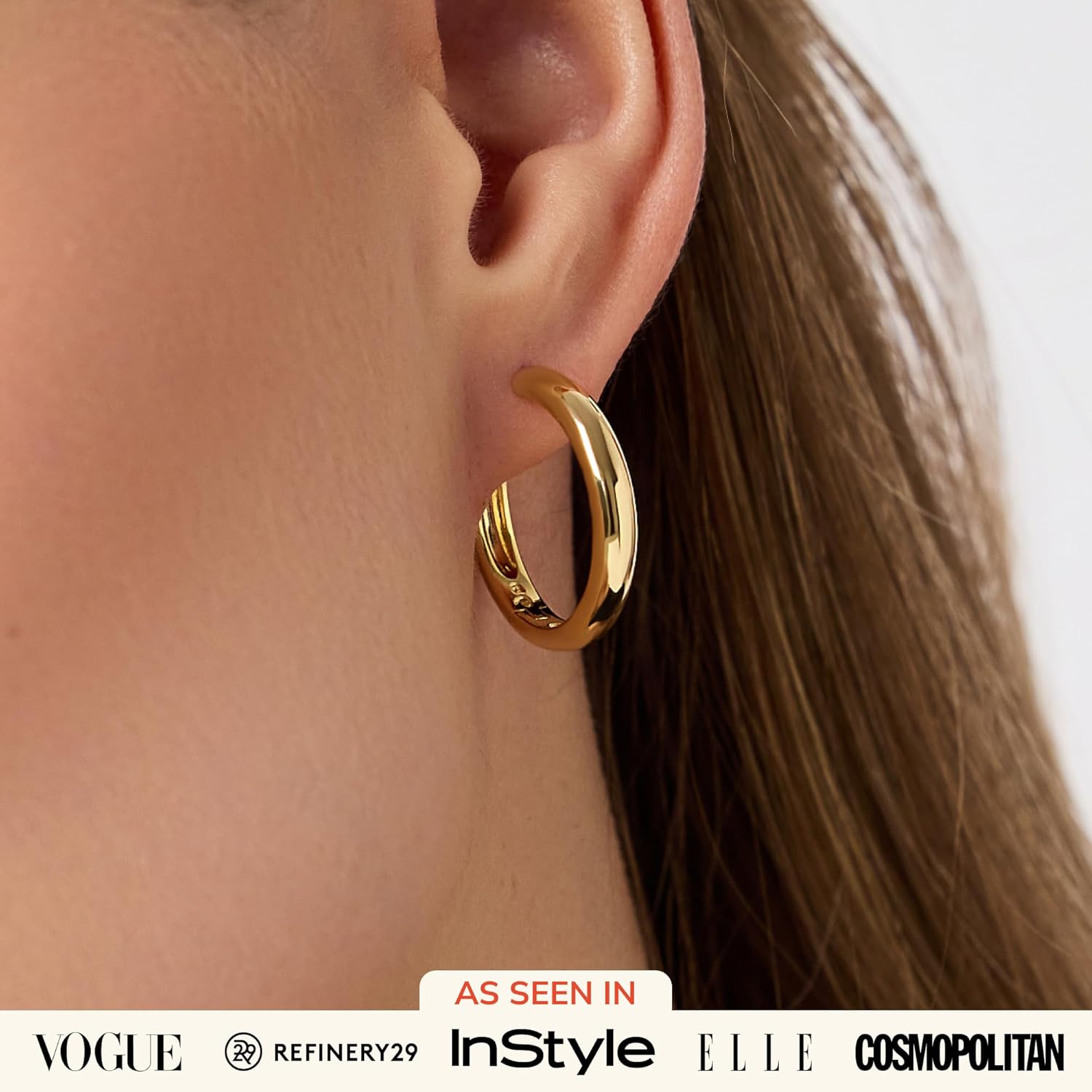 Ana Luisa Giulia Huggie Hoop Earrings for Women - Hypoallergenic Water-Resistant Tarnish-Free Chunky Earrings for Women - 14K Gold Plated & Silver Rhodium Plated Hoops - Small, Medium & Large Size - Image 2