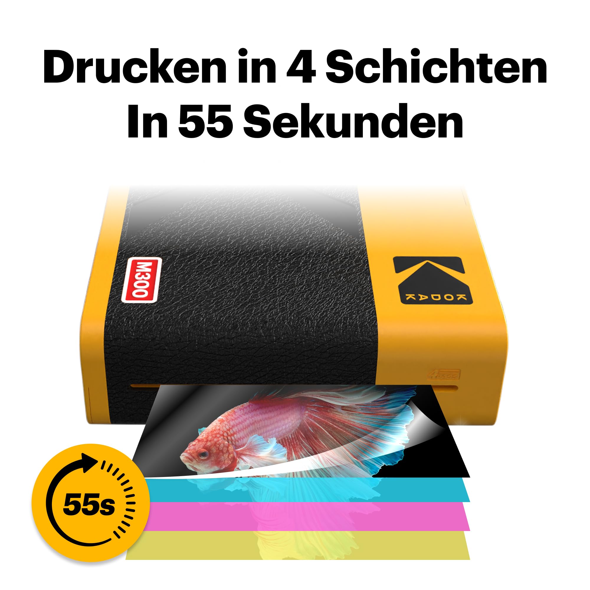 KODAK Mini 3 ERA 4PASS Mobiler Fotodrucker 7,6x7,6cm Gelb + 8 Blatt + 30-Blatt-Patrone