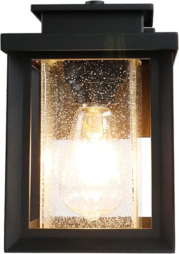 Miniatura 5 de MONKFISH Lámpara de pared moderna y simple para exteriores con pantalla de cristal de burbujas, ideal para porches, terrazas, jardines, terrazas,