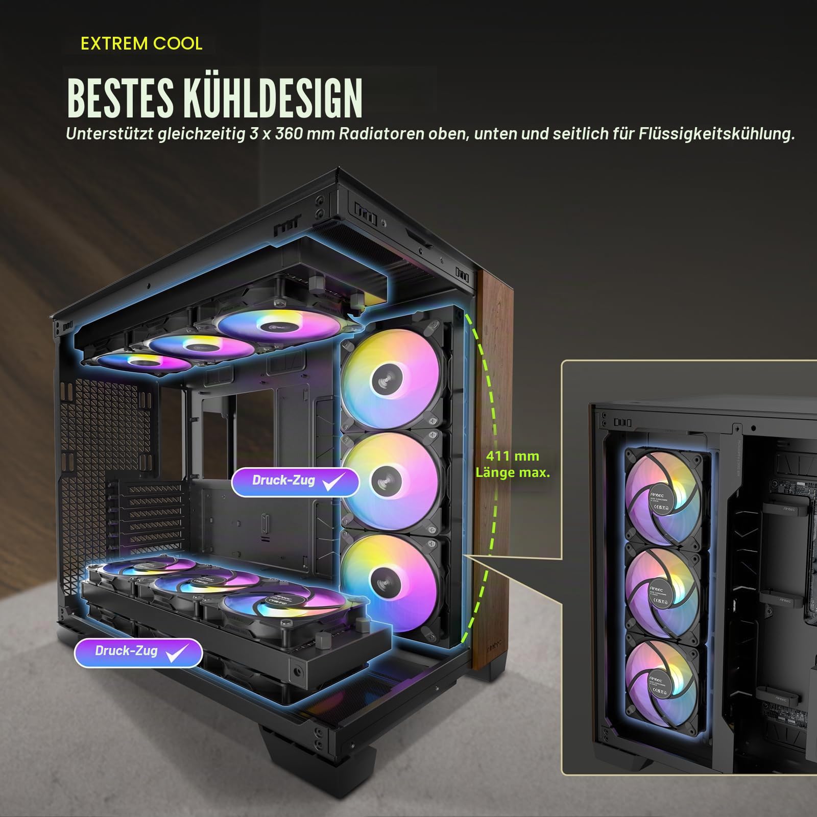 GEH Antec C8 Wood Full Tower schwarz Retail