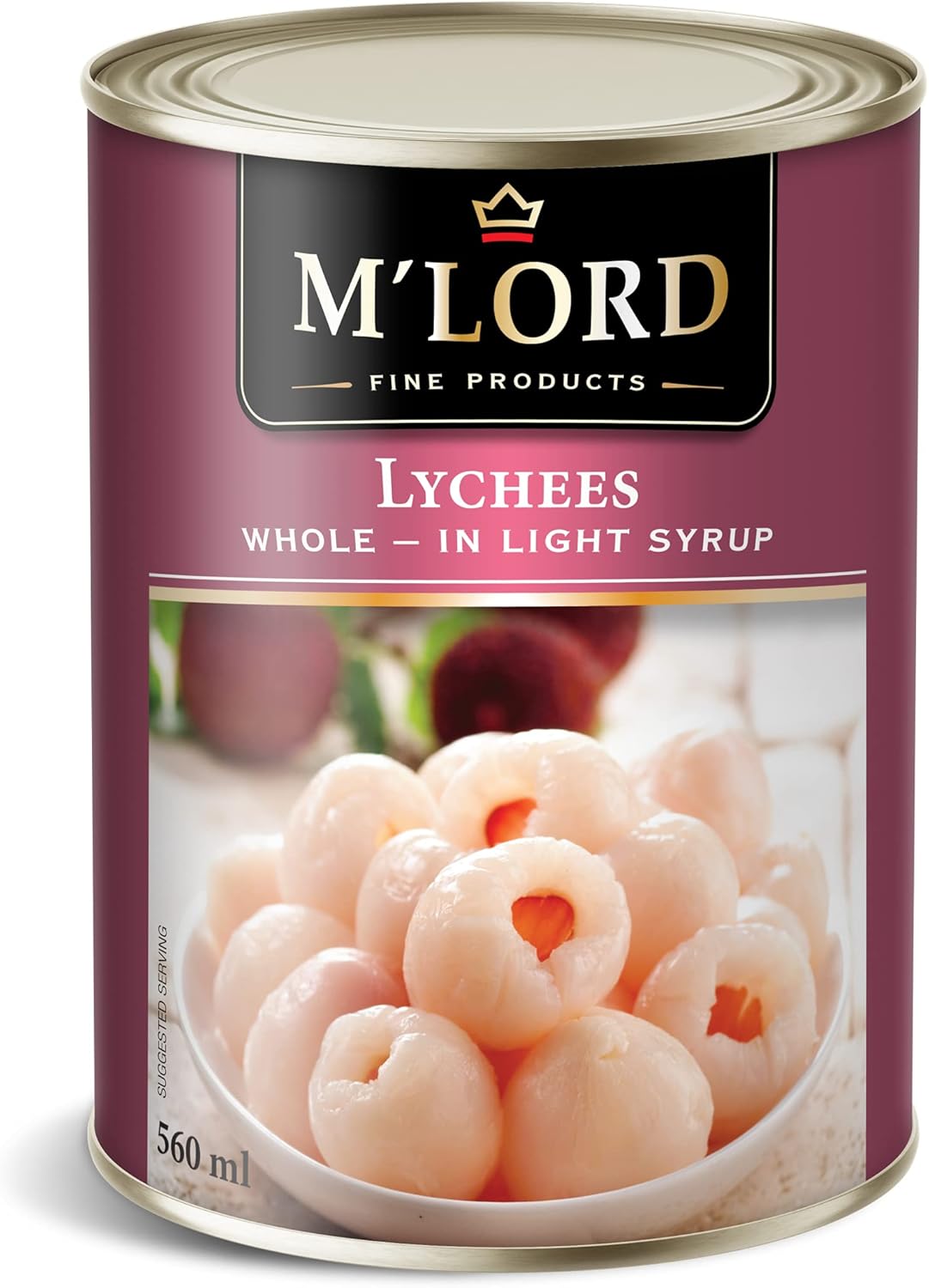 M'Lord Whole Lychees, In Light Syrup, Canned Fruit, Perfect for Snacks