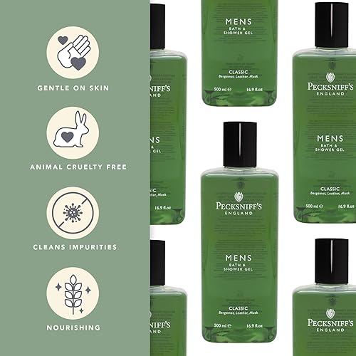 Miniatura 2 de Pecksniff's Gel hidratante de baño y ducha para hombre  Aroma de ducha de lujo con bergamota, cuero, lavanda, gel de ducha para hombre, aroma