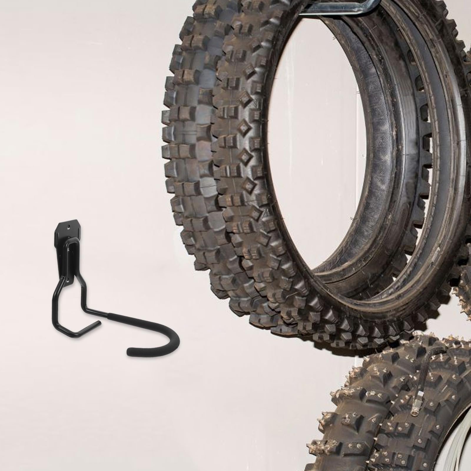 Holibanna 4 Pezzi Gancio da Garage per Bici e Attrezzi, Ferro Nero, Montaggio a Parete, Salvaspazio, Supporto per Bicicletta e Utensili da Giardino