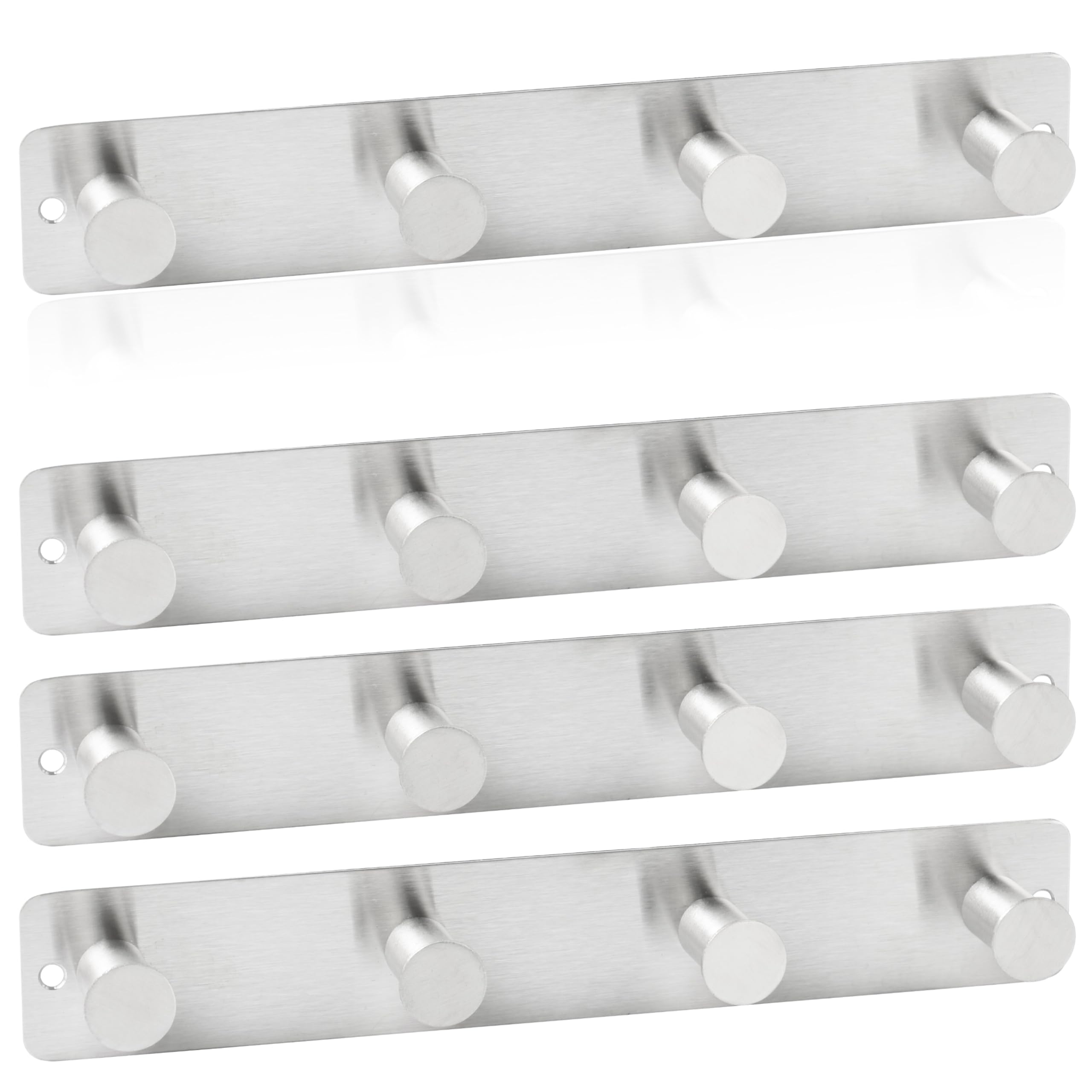 RICOO Roestvrij stalen garderobehaken MH025S-4, wandhaken zilver met 4