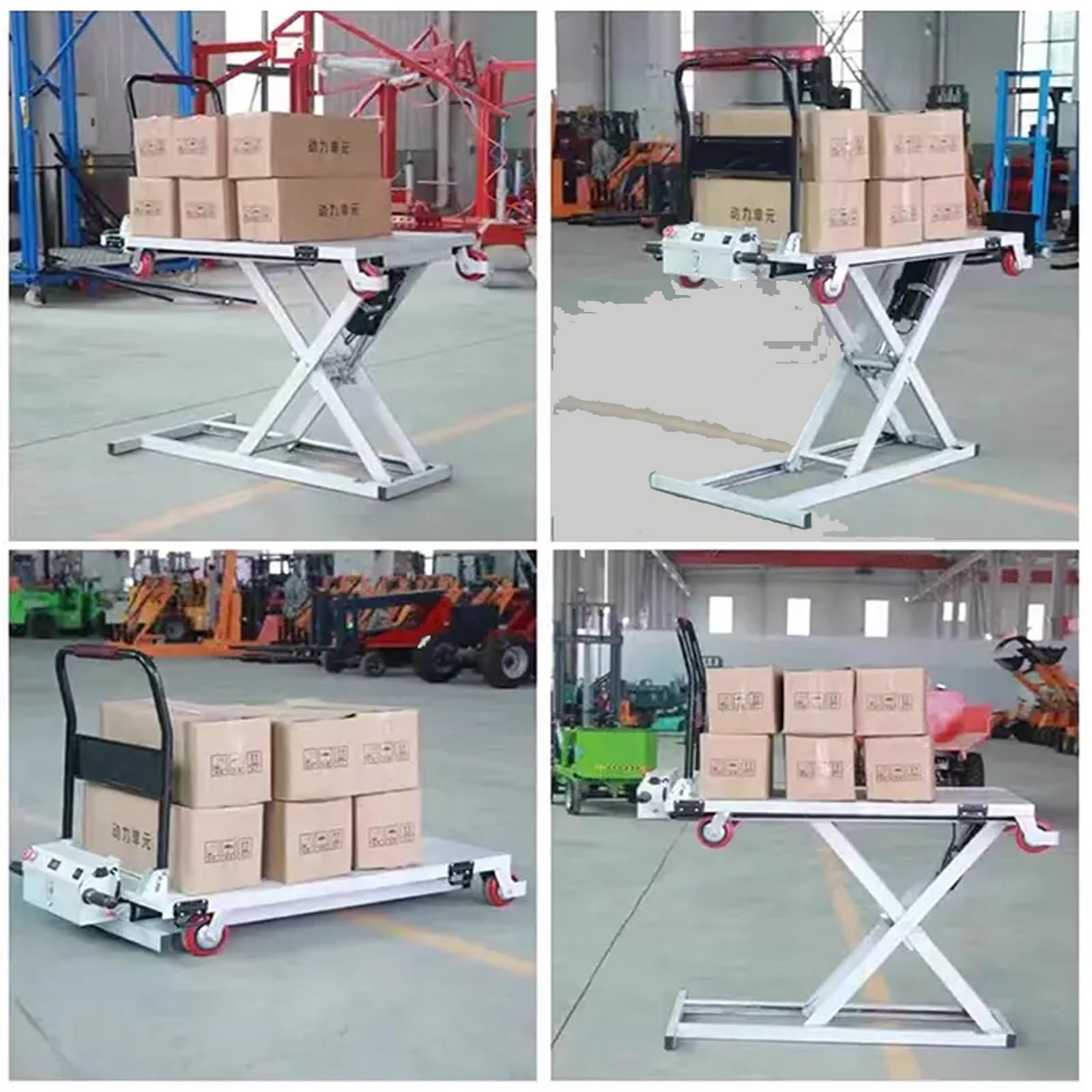 Mesa elevadora hidráulica eléctrica con ruedas para manipulación de materiales y uso en talleres