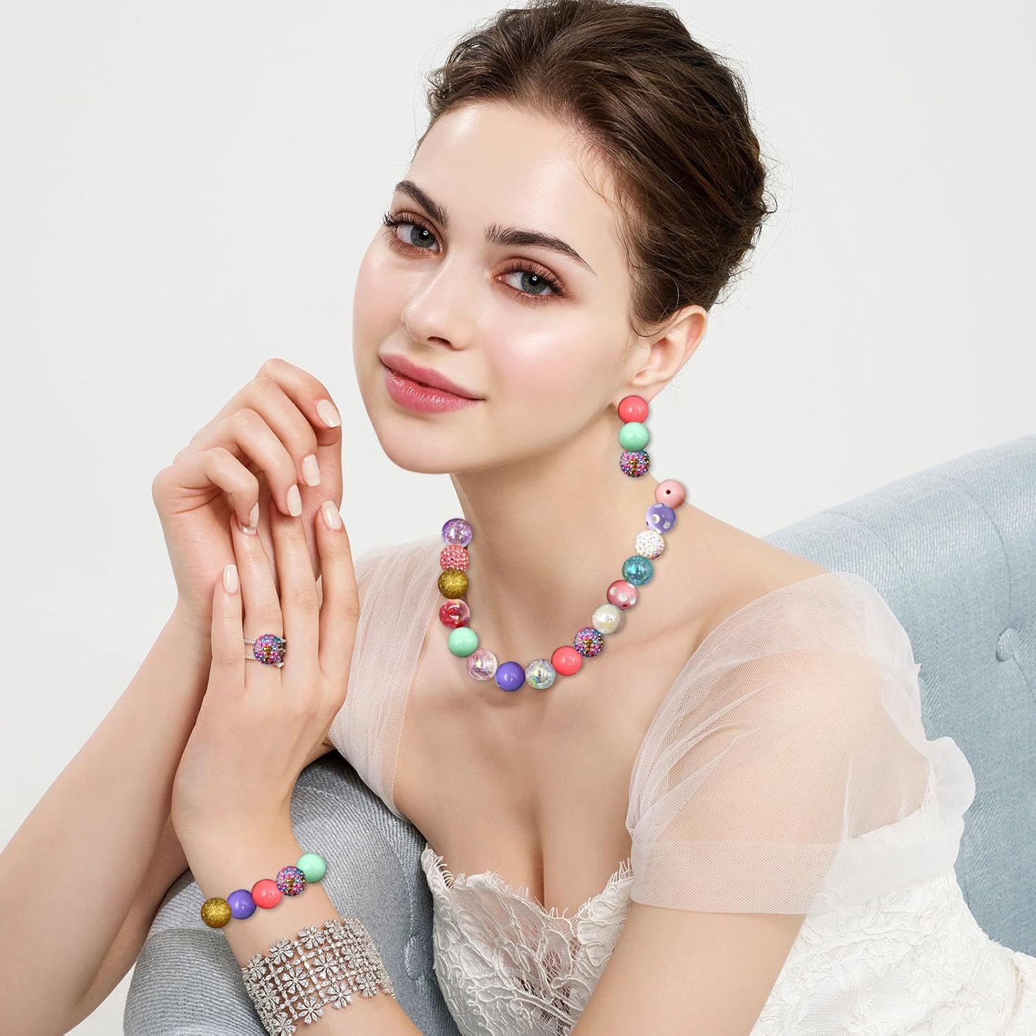 50Pcs Chunky Bubblegum Beads, 20mm Chunky Bubble Gum Beads for DIY Beadable Pens Bracelets Necklaces Pearl Beaded Craft Jewelry Making (Light Colored) - Image 4