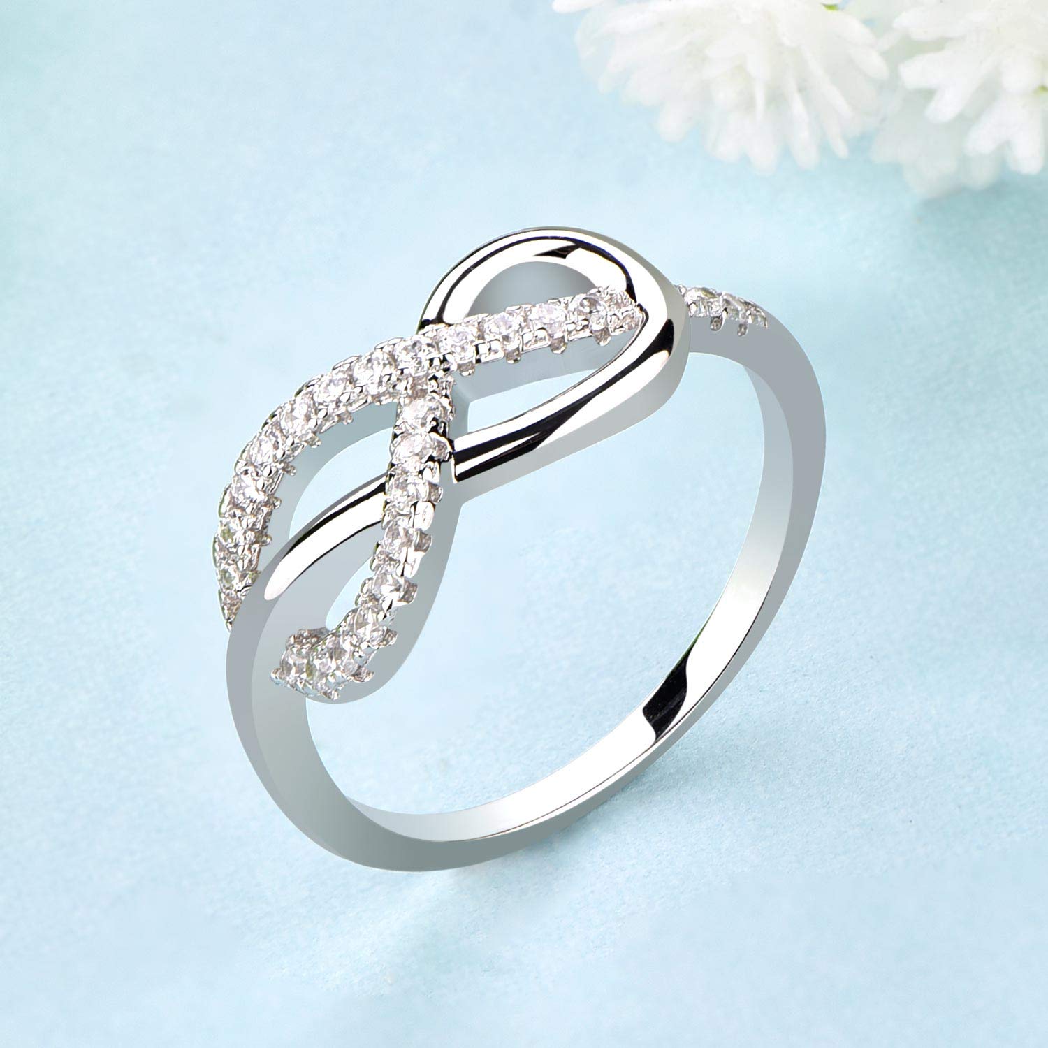 starchenie Anello Infinito Argento 925 Donna con Zirconia Cubica Anniversario Promessa Eterno Anelli