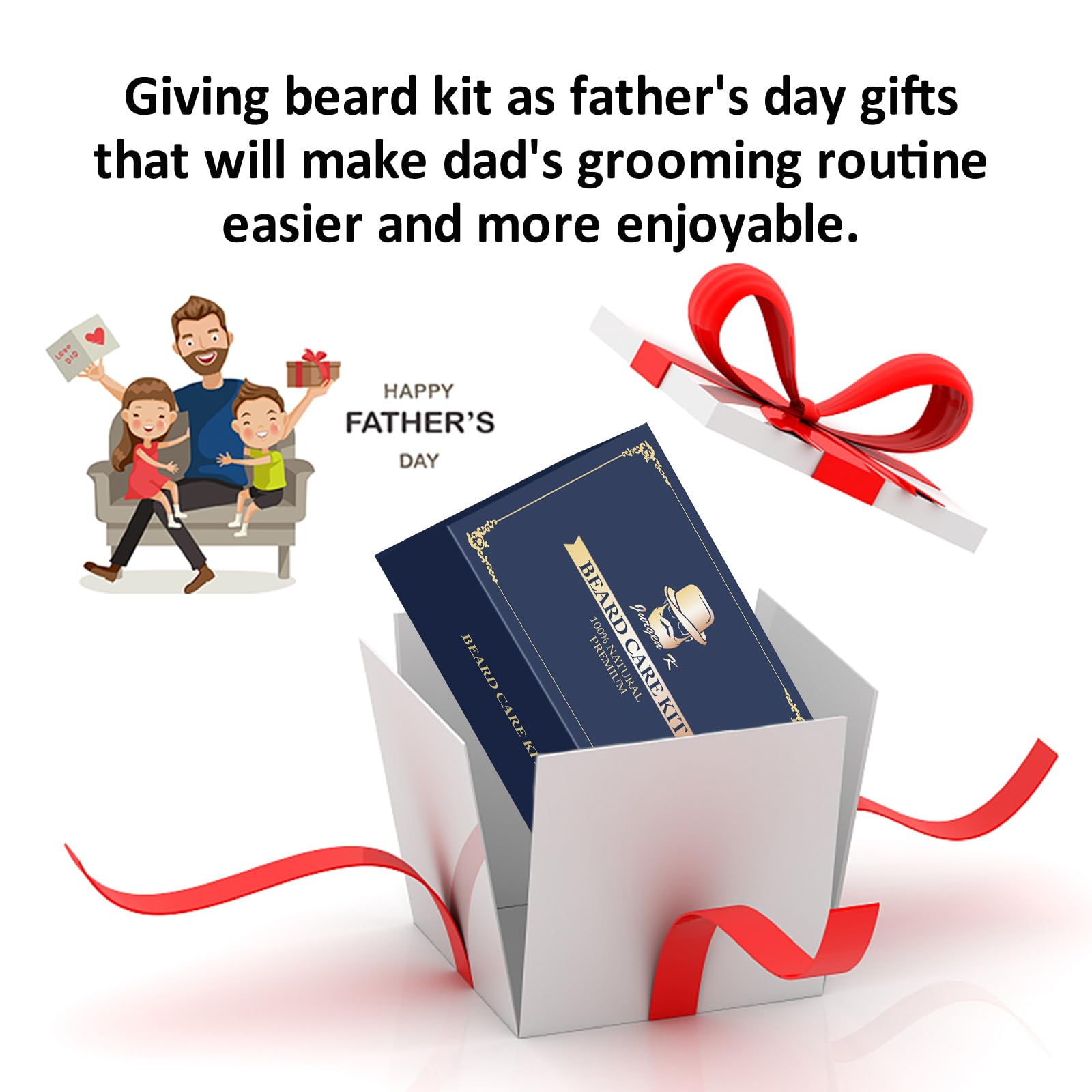 Gifts for Men, Beard Kit for Men's Daily Grooming & Care, Moisturize & Soften Facial Hair, Men's Self Care Set w/Beard Oil, Dad Day Gifts Fathers Day, Birthday Gifts for Husband Boyfriend Dad Son