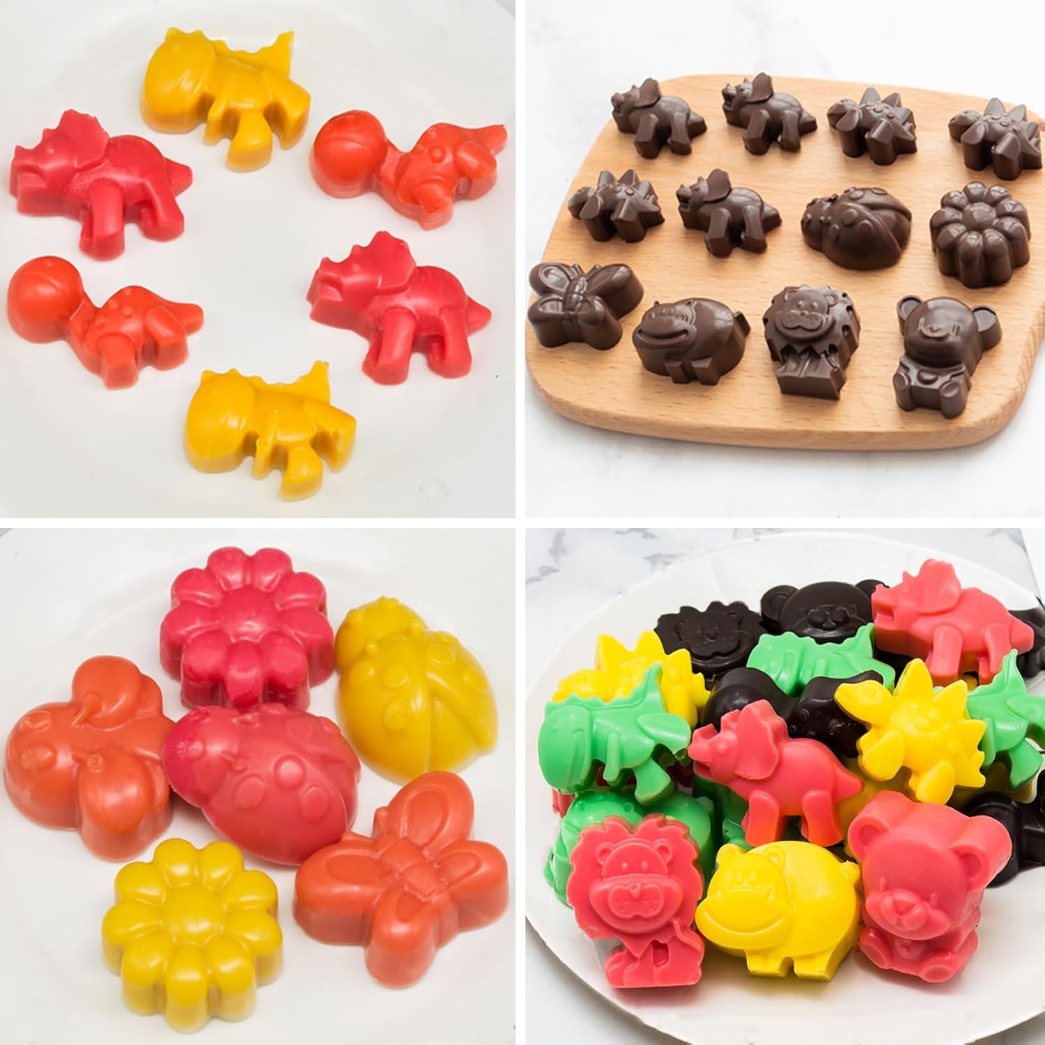 WARM TIME 6 Pcs Silicone Chocolate Mold Set - Food-Grade Non-Stick Candy Molds Cookery Moulds for Chocolate, Candy, Jelly, Butter, and More - Animal Shapes