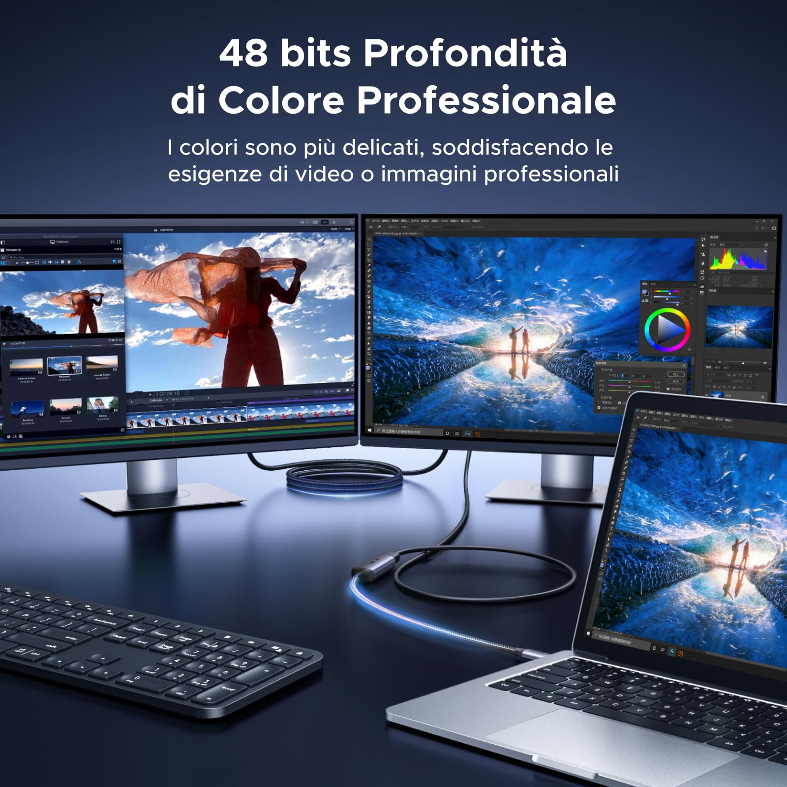 UGREEN Adattatore da USB-C a DisplayPort 2.1 16K a 60Hz 8K a 120Hz 4K a 240Hz Cavo Thunderbolt a DP HDR Dolby Compatibile con MacBook Pro/Air, Mac mini, iPad Pro/Air, iPhone 17/16