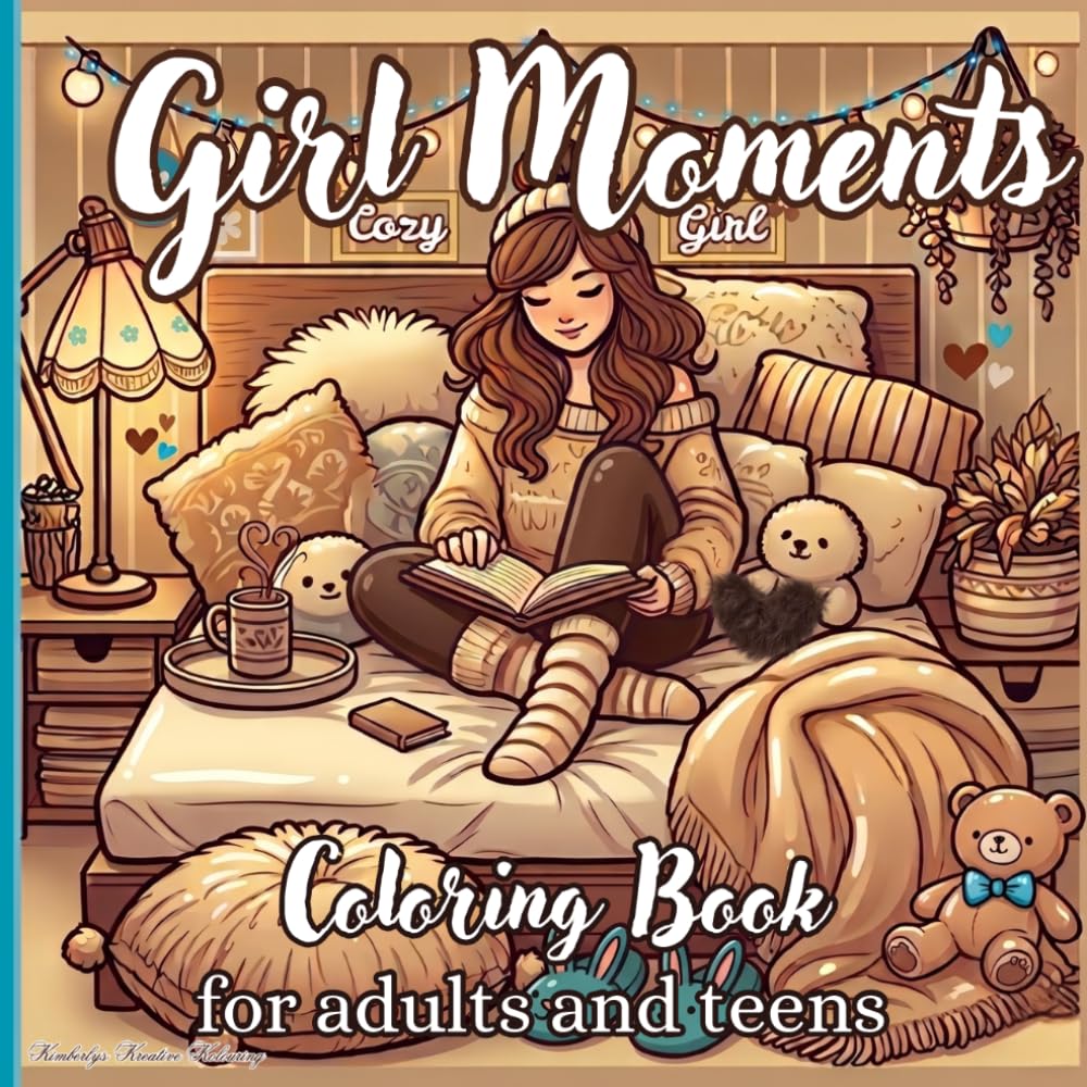 Girl Moments Coloring Book For Adults and Teens: Featuring Cute Cozy Daily Activities for Relaxation