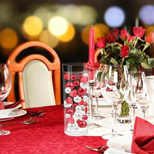 Miniatura 5 de 10152 piezas de relleno de jarrón para el día de San Valentín, perlas blancas y rojas, relleno de jarrón flotante de corazón para boda, hogar, mesa,