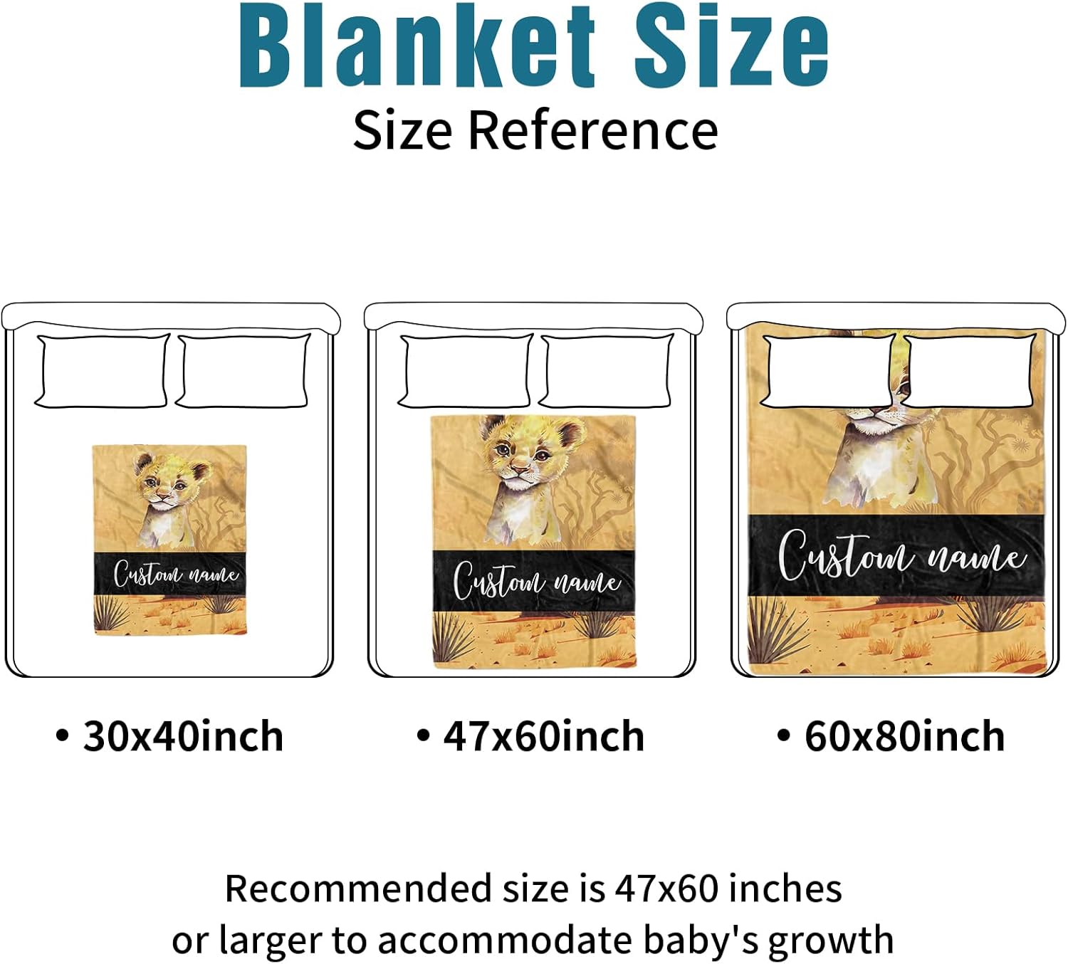 Personalized Name Crib Bedding Set for Infant Baby, Custom Nursery Decor Baby Blanket Fitted Crib Sheet Changing Pad Cover 3 Pcs, Yellow Lion Theme