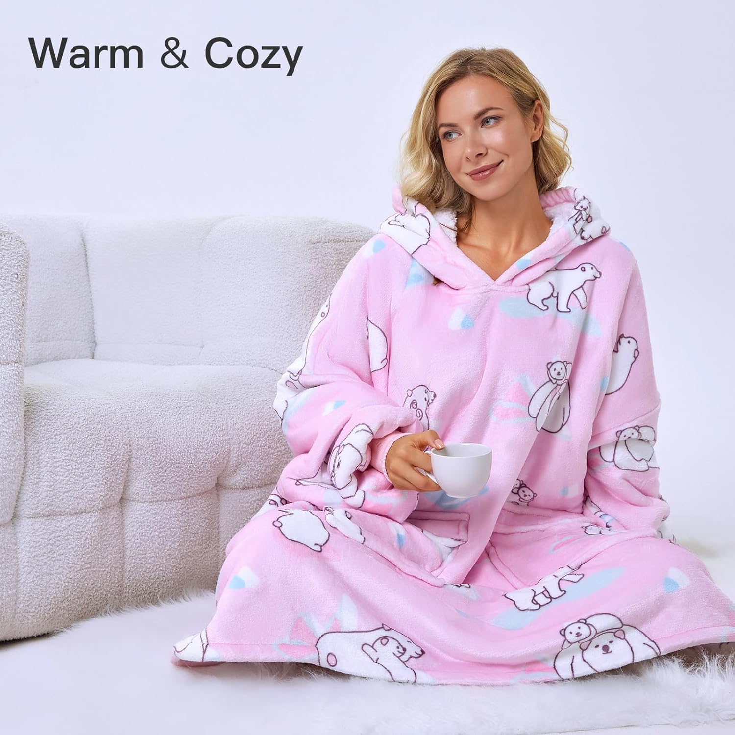 Oversized Wearable Blanket, Big Hooded Blanket Sweater, Hideout Hoodie for Women Teen Girl Sister Gifts - Image 5