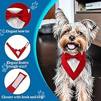 Vista 3 de Bandana de boda para perro, collar formal de esmoquin ajustable para perro con lazo, ropa de boda pequeña, mediana y grande, regalos de cumpleaños