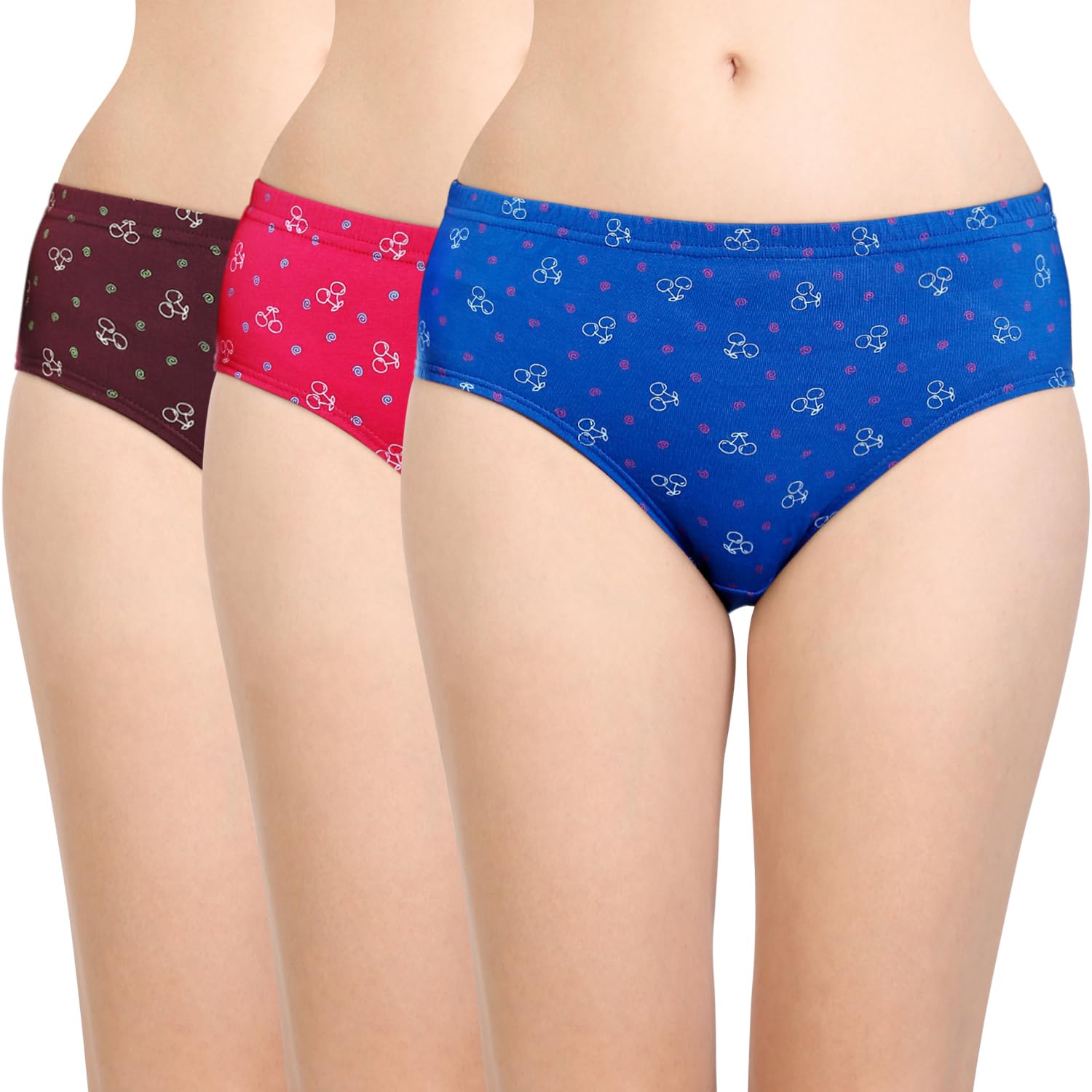 BODYCAREWomen's Printed Cotton Briefs In Pack Of 3 E3700 - 3Pcs