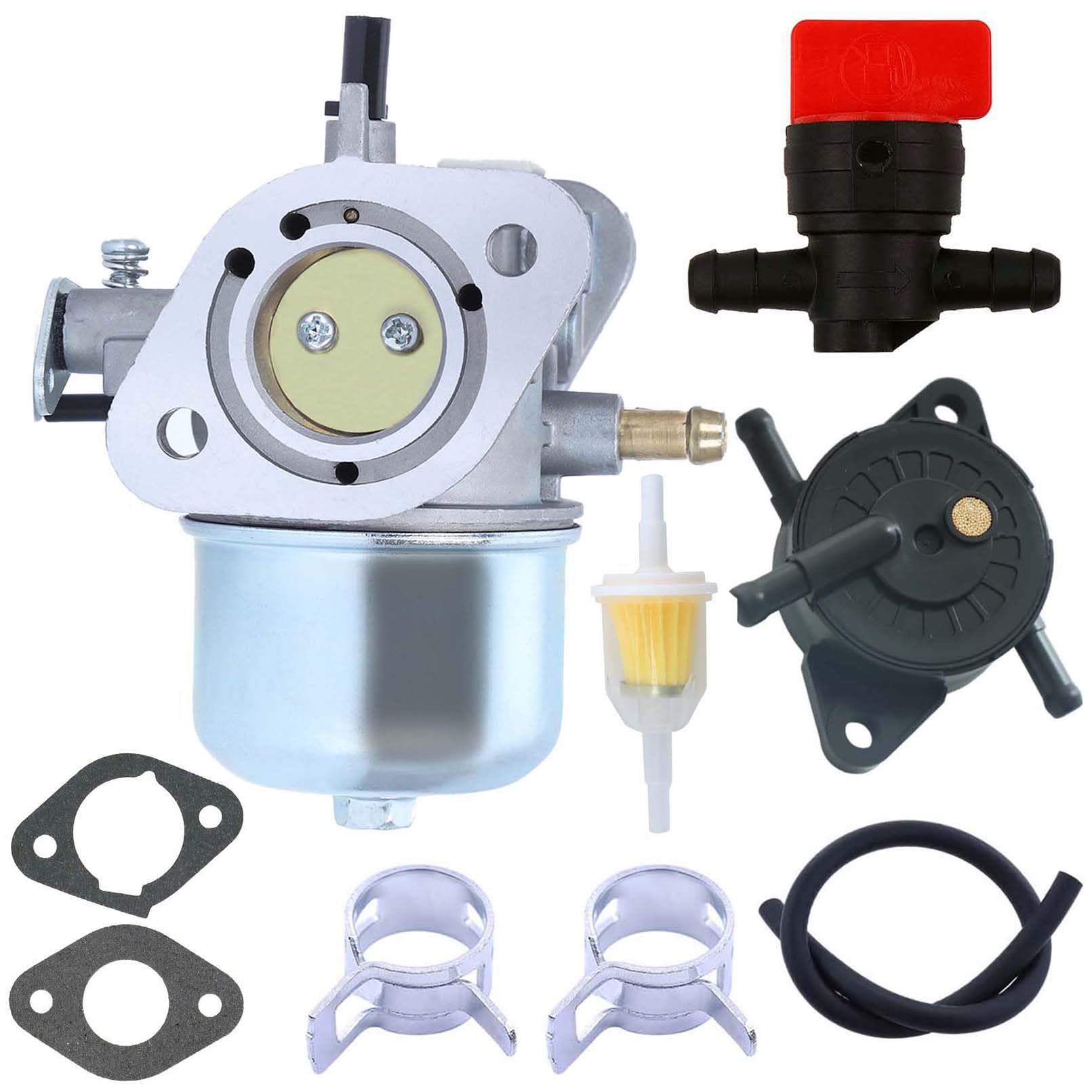 Kit Carburateur pour Kawasaki FH430V FS481V FH381V FH541V Moteur, ADEFOL Pièces de Rechange Carburateur + Joint + Pompe à Carburant + Filtre à Carburant Accessoire Tondeuse à Gazon