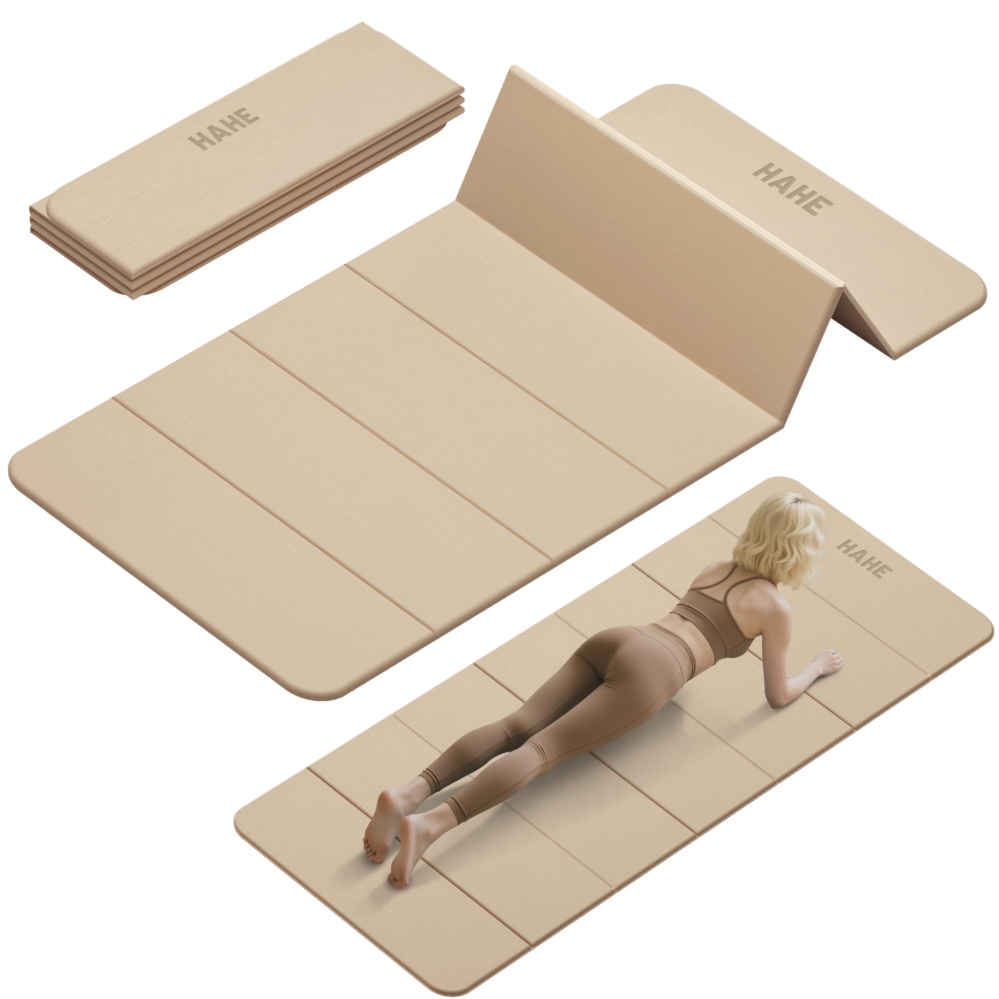 Foldable Yoga Mat 74Lx32Wx1 3Thick Folding Exercise Mat Non-slip Wide Pilates Mats for Home Workout Travel Portable Yoga