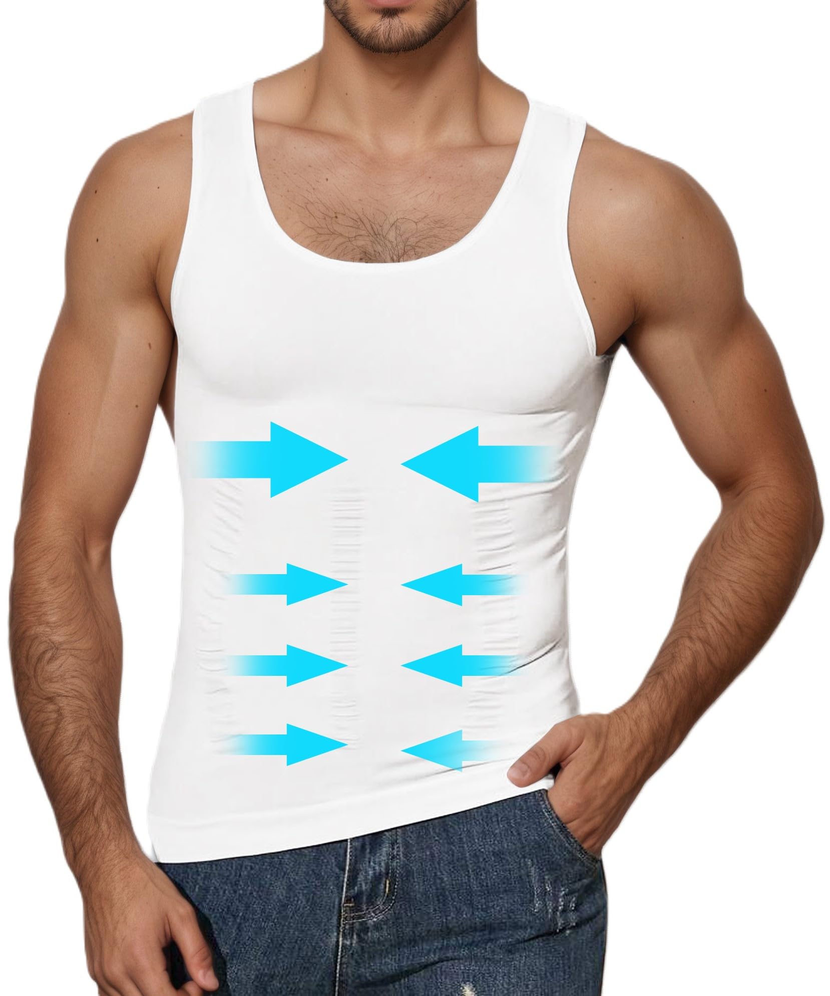 winrkery Men's Compression Vest Gynecomastia Shirt Tummy Control Tank Top Undershirt Seamless Shapewear Instant Slimming-picture-22