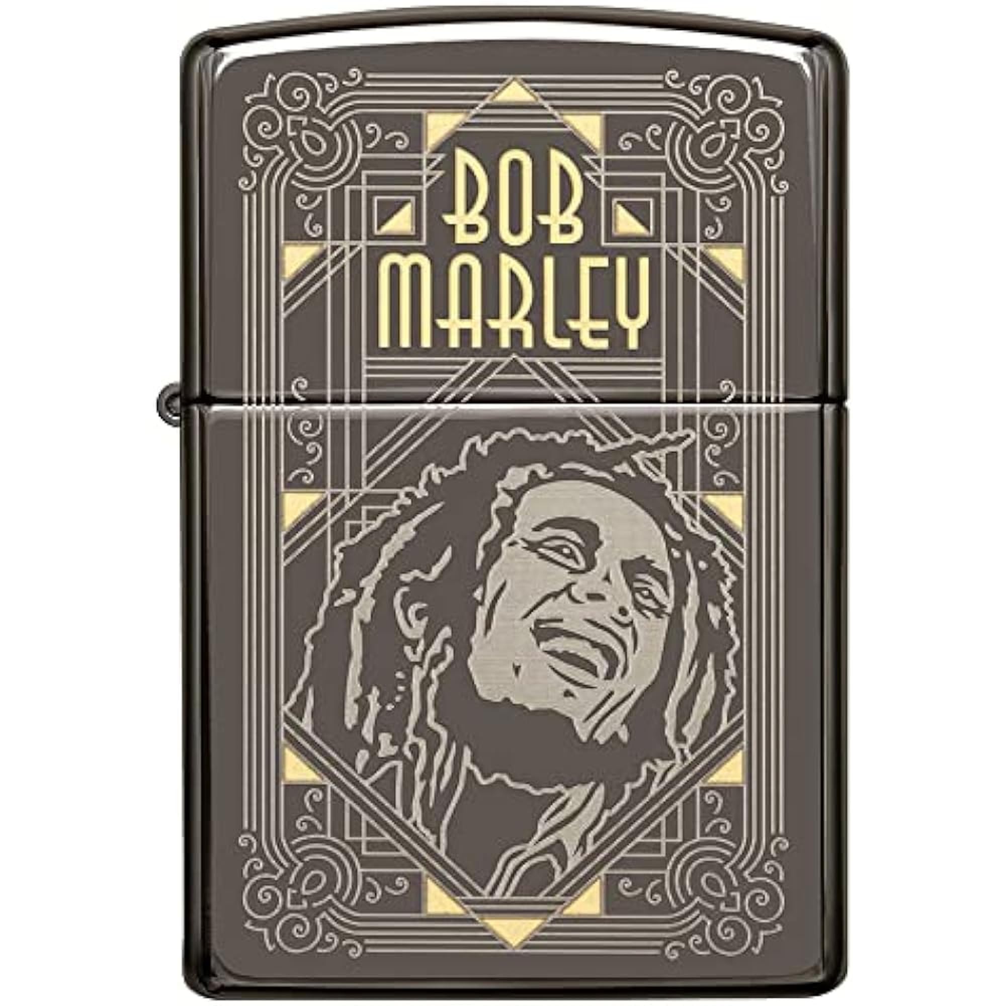 Zippo Briquet Tempête - Design Bob Marley en Deux Tons Laser avec Finition Black Ice - Rechargeable - Réutilisable - Design Coupe-Vent - Coffret Cadeau - Fabriqué aux États-Unis