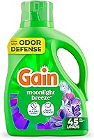 Gain Liquid Laundry Detergent Moonlight Breeze Scent with Odor Defense, 60 fl oz Pack of 2, HE Compatible